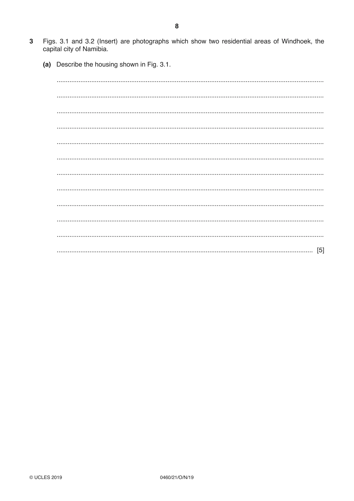 Cambridge IGCSE Geography 0460 2019 Oct/Nov Paper 2 · Variant 1 question paper, page 8 of 20