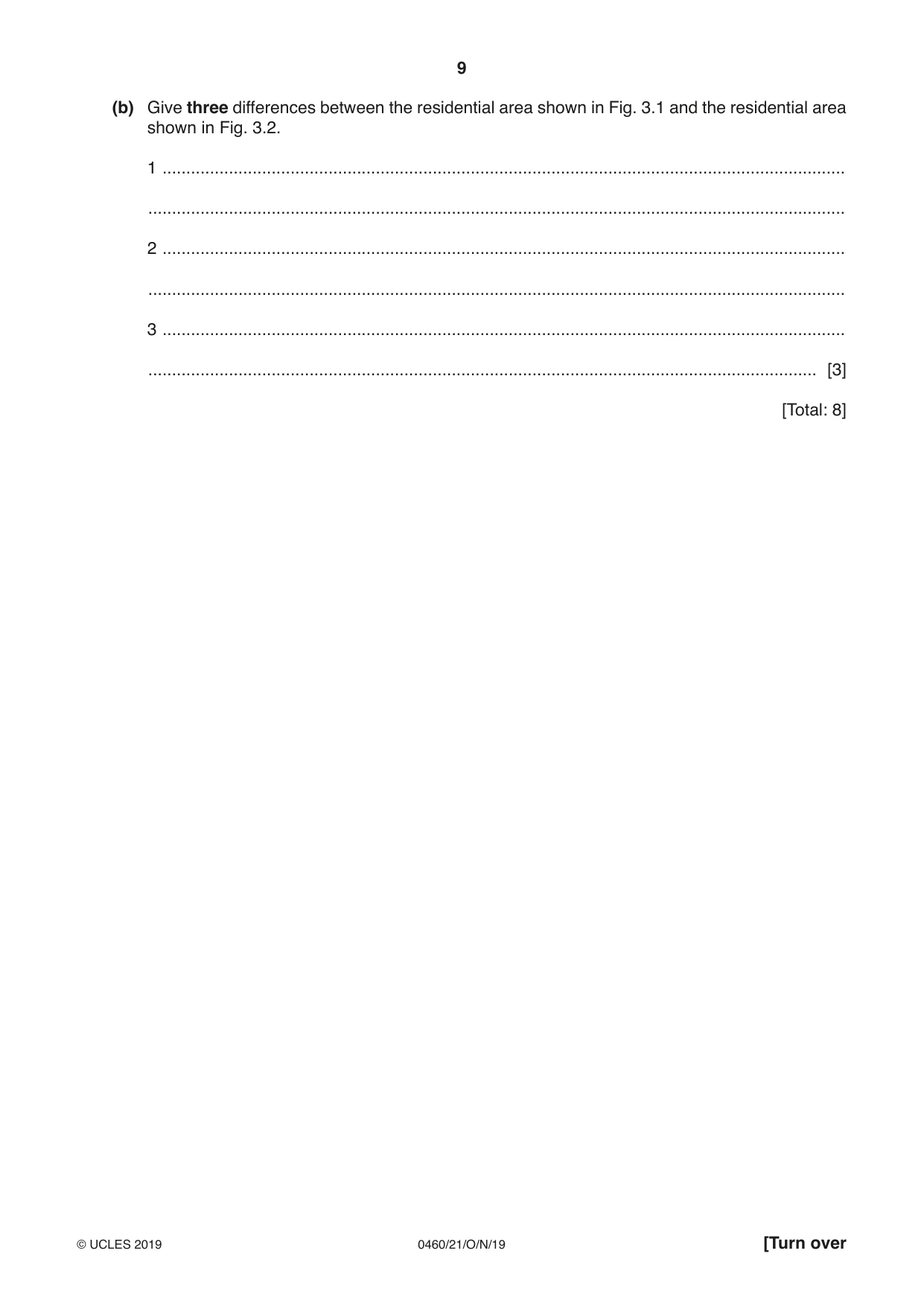 Cambridge IGCSE Geography 0460 2019 Oct/Nov Paper 2 · Variant 1 question paper, page 9 of 20