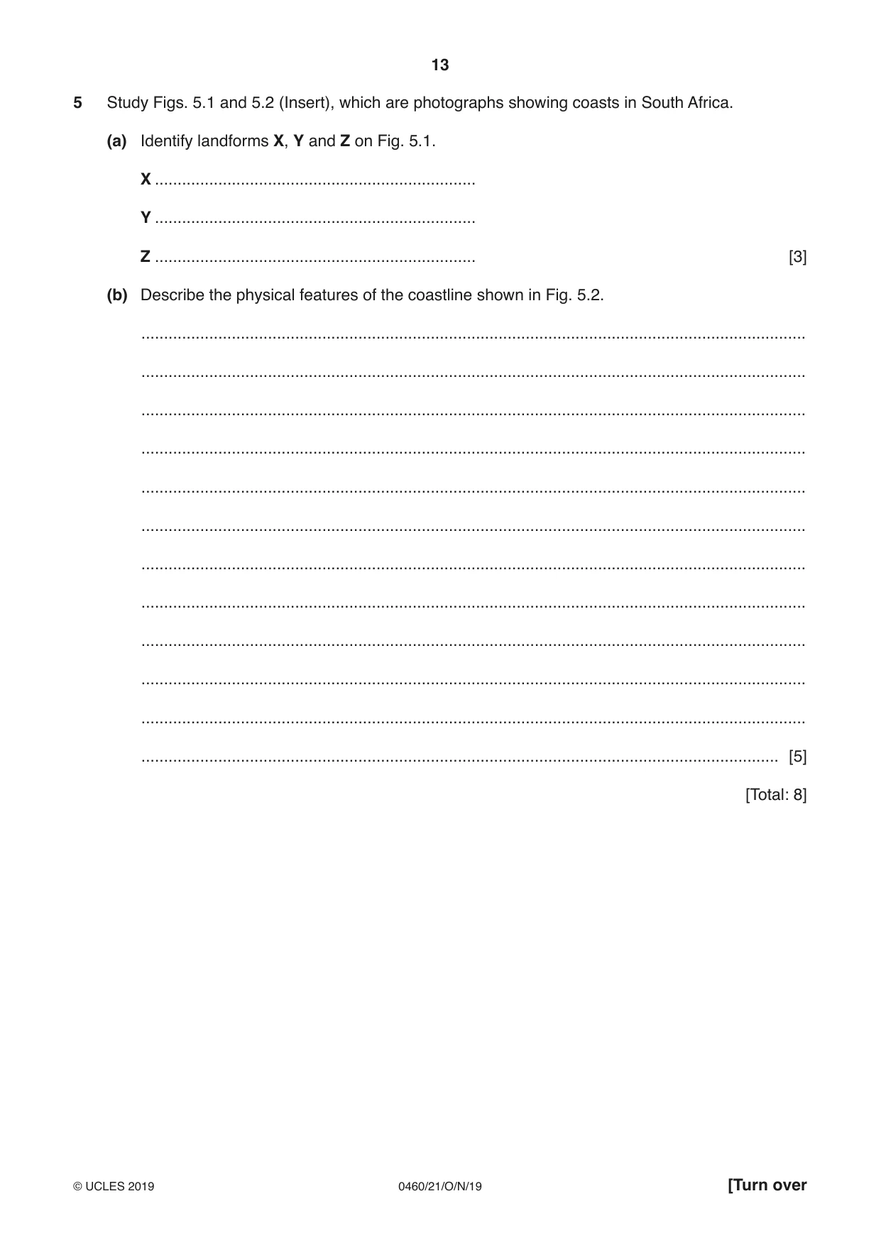Cambridge IGCSE Geography 0460 2019 Oct/Nov Paper 2 · Variant 1 question paper, page 13 of 20