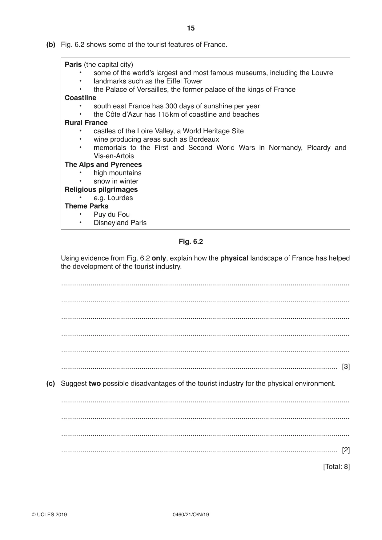 Cambridge IGCSE Geography 0460 2019 Oct/Nov Paper 2 · Variant 1 question paper, page 15 of 20