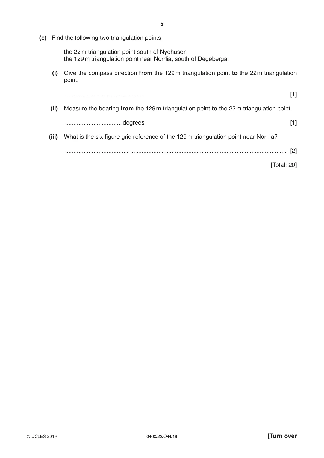 Cambridge IGCSE Geography 0460 2019 Oct/Nov Paper 2 · Variant 2 question paper, page 5 of 20