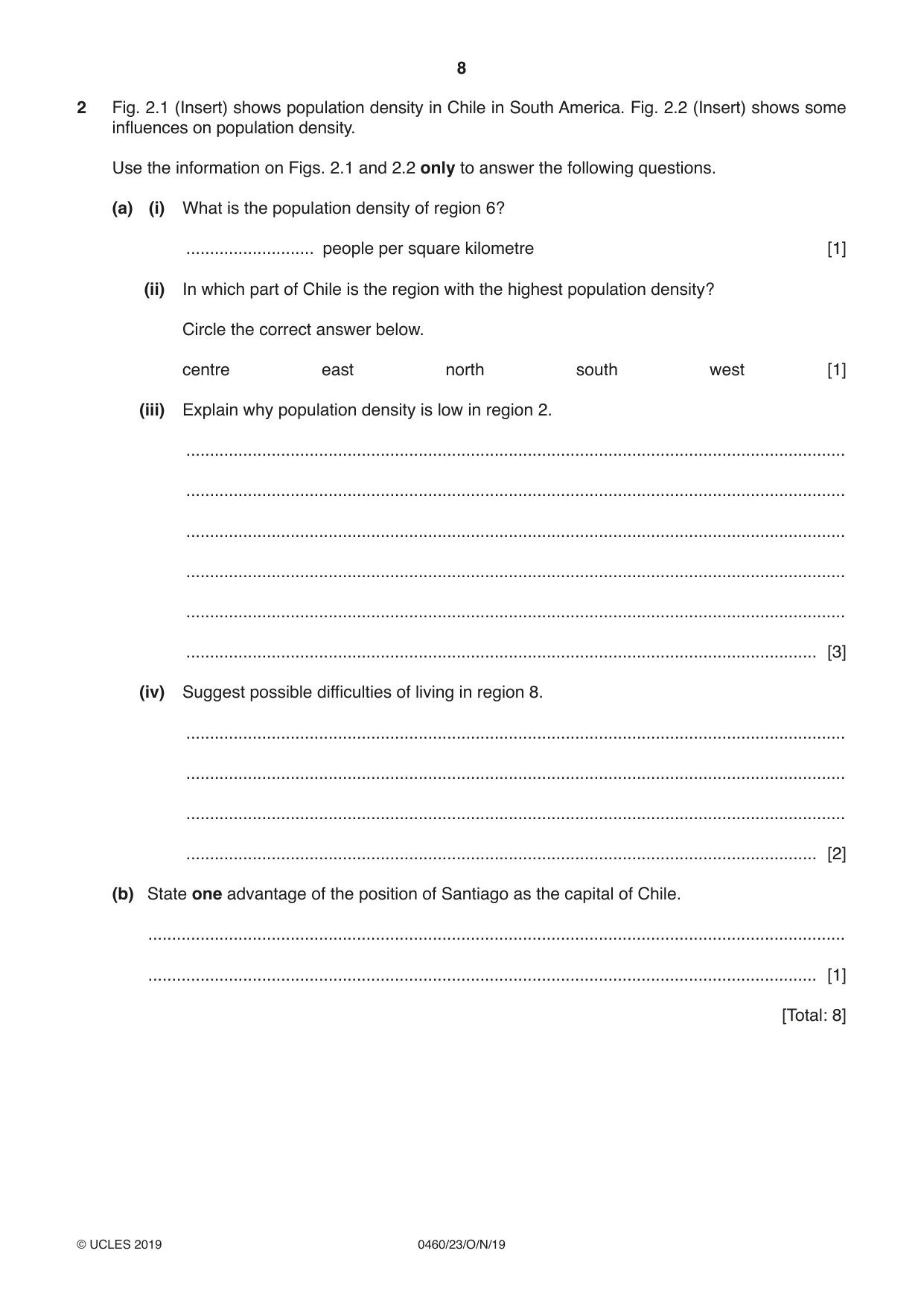Cambridge IGCSE Geography 0460 2019 Oct/Nov Paper 2 · Variant 3 question paper, page 8 of 20