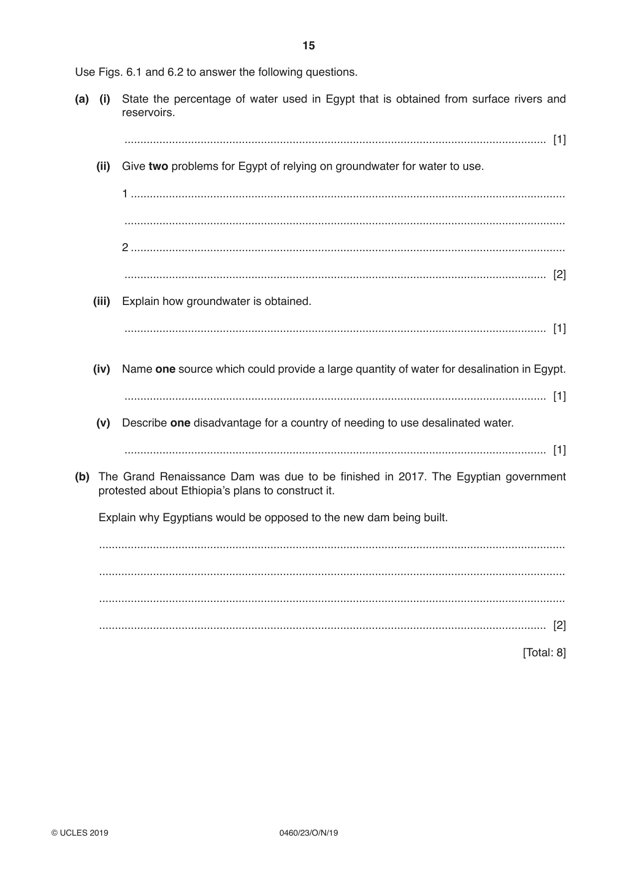 Cambridge IGCSE Geography 0460 2019 Oct/Nov Paper 2 · Variant 3 question paper, page 15 of 20