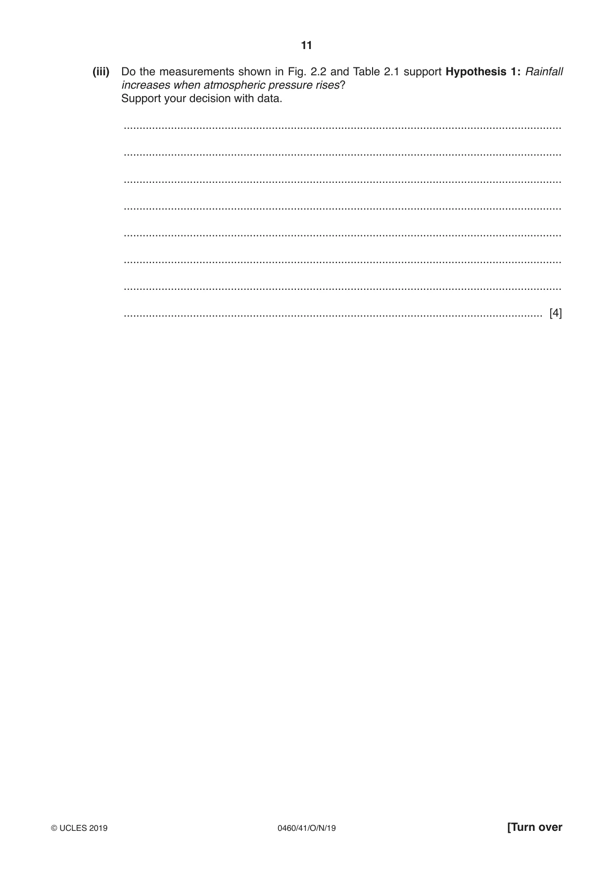 Cambridge IGCSE Geography 0460 2019 Oct/Nov Paper 4 · Variant 1 question paper, page 11 of 16