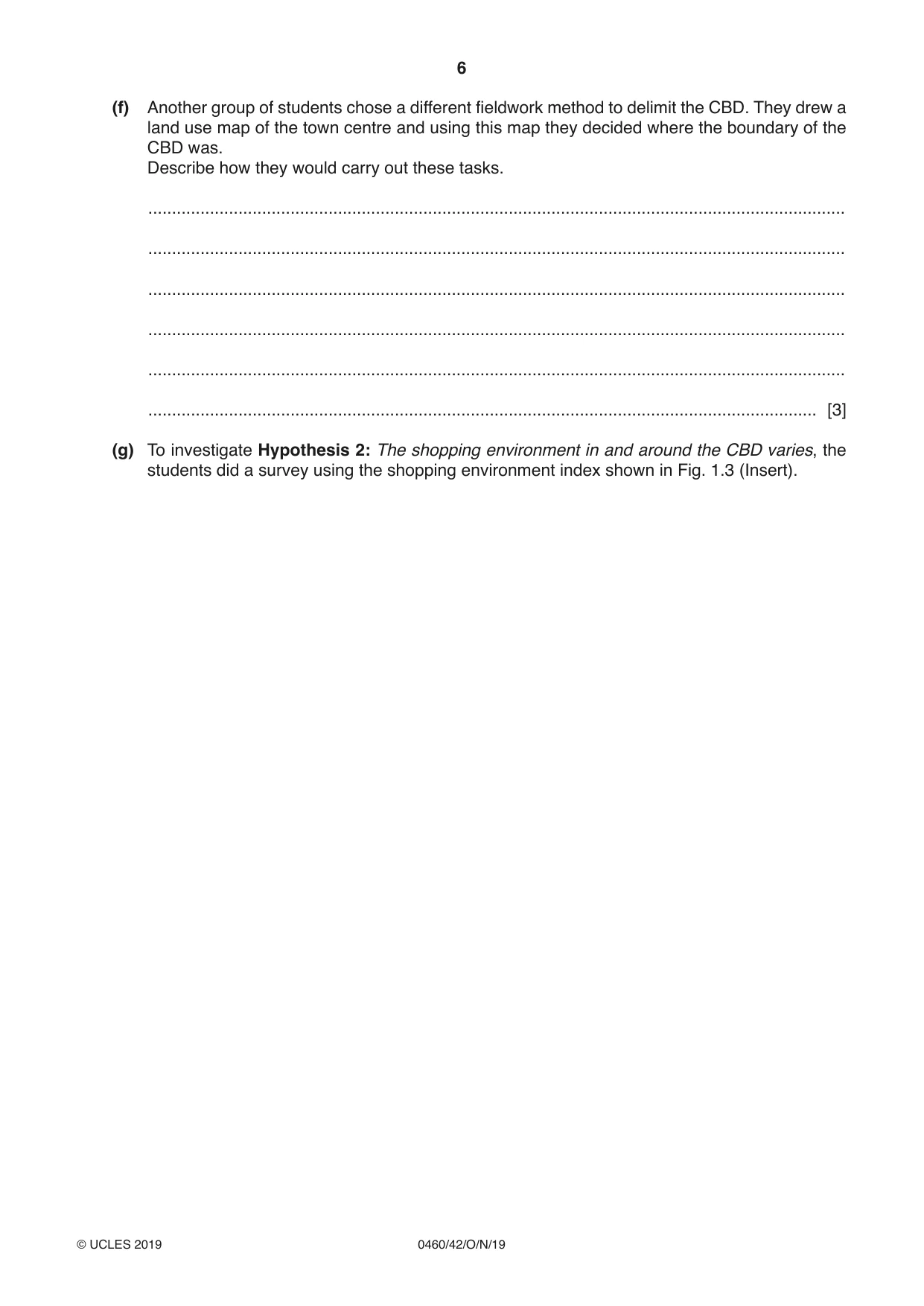 Cambridge IGCSE Geography 0460 2019 Oct/Nov Paper 4 · Variant 2 question paper, page 6 of 20