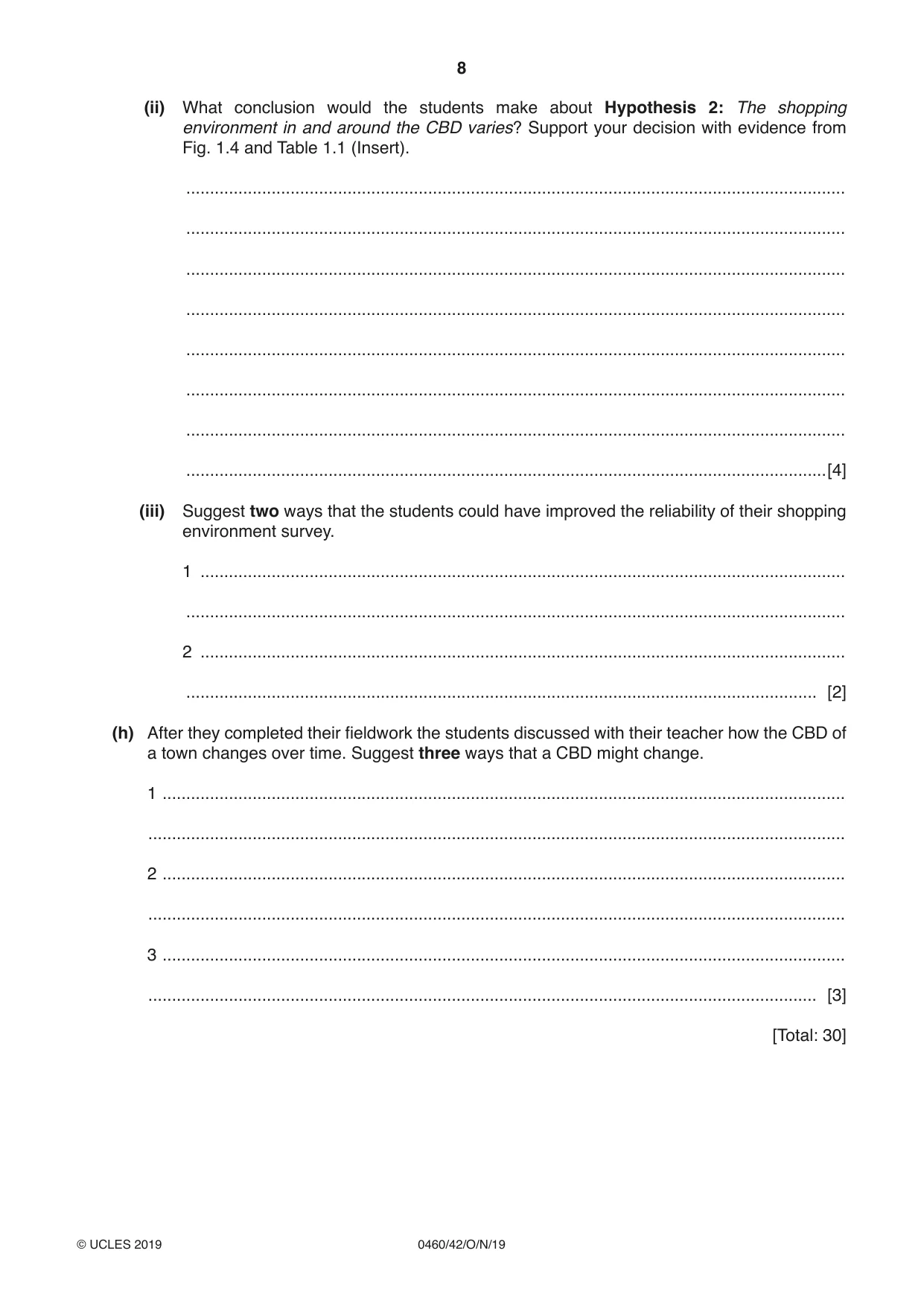 Cambridge IGCSE Geography 0460 2019 Oct/Nov Paper 4 · Variant 2 question paper, page 8 of 20