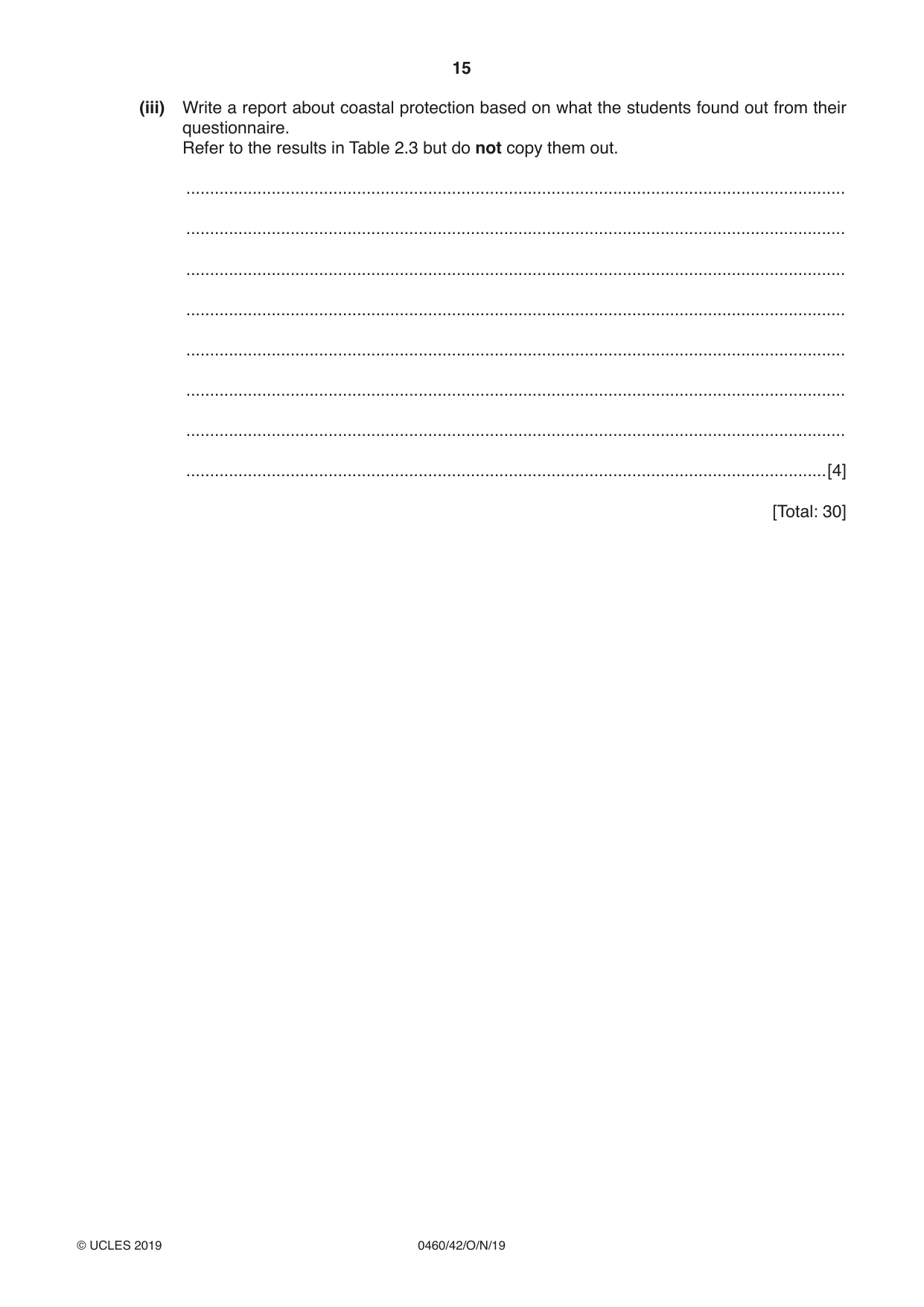 Cambridge IGCSE Geography 0460 2019 Oct/Nov Paper 4 · Variant 2 question paper, page 15 of 20