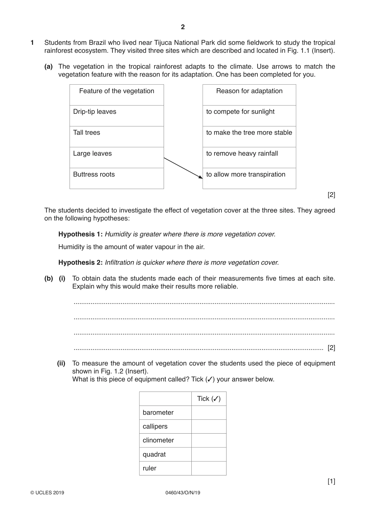 Cambridge IGCSE Geography 0460 2019 Oct/Nov Paper 4 · Variant 3 question paper, page 2 of 16