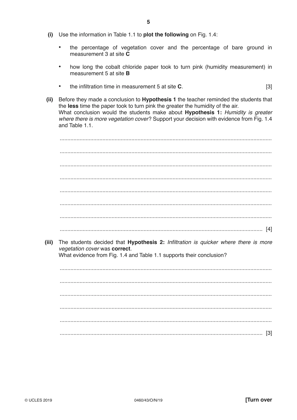 Cambridge IGCSE Geography 0460 2019 Oct/Nov Paper 4 · Variant 3 question paper, page 5 of 16