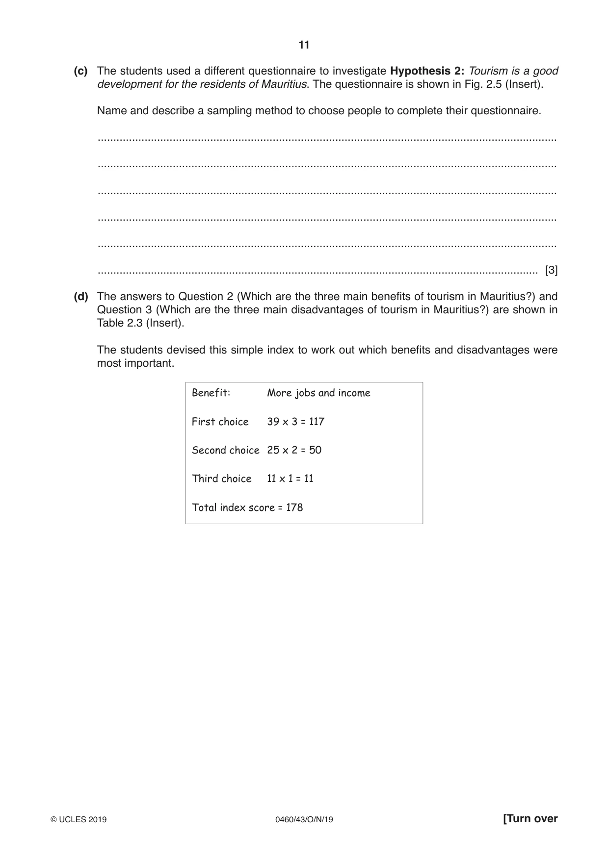 Cambridge IGCSE Geography 0460 2019 Oct/Nov Paper 4 · Variant 3 question paper, page 11 of 16