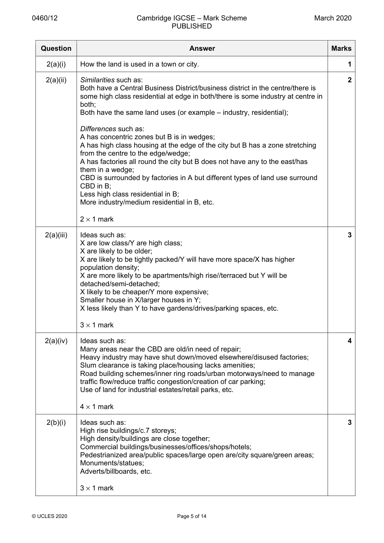 Mark scheme, page 5 of 14