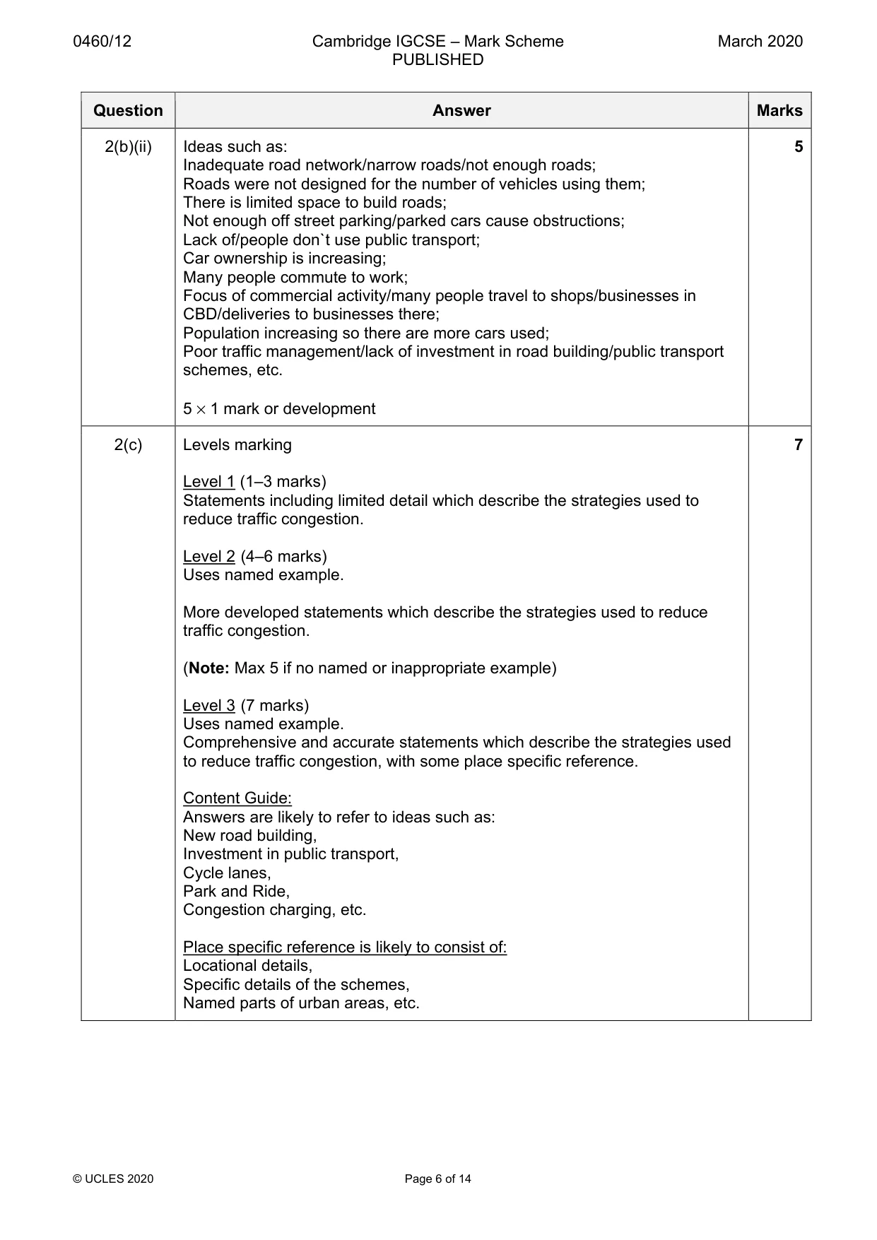 Mark scheme, page 6 of 14