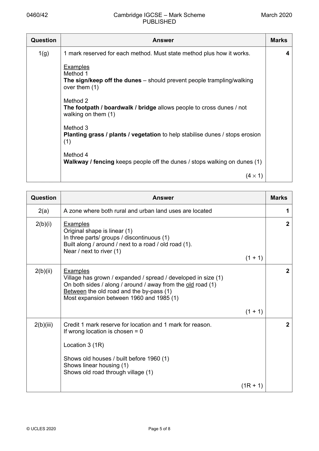 Mark scheme, page 5 of 8