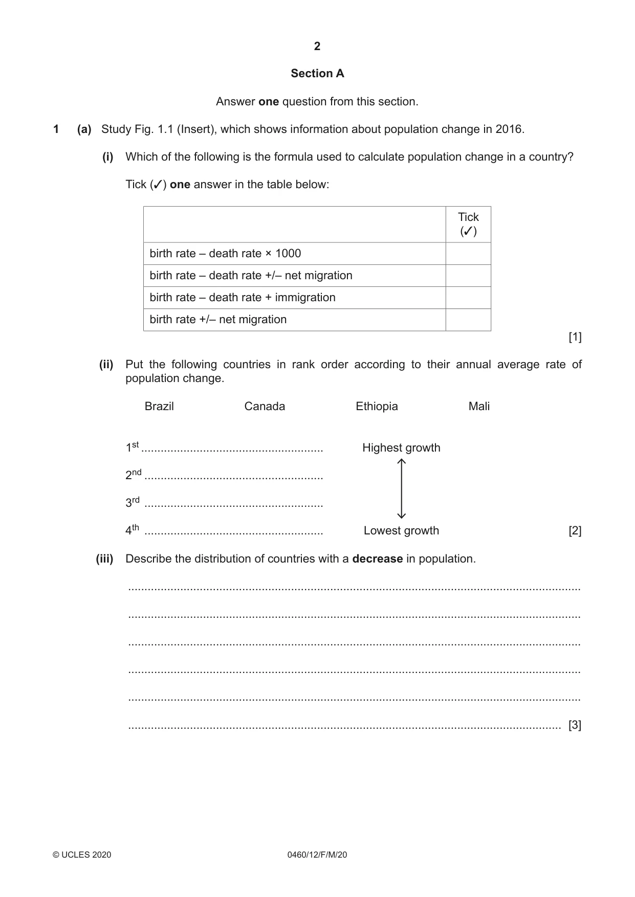 Cambridge IGCSE Geography 0460 2020 Feb/March Paper 1 · Variant 2 question paper, page 2 of 32