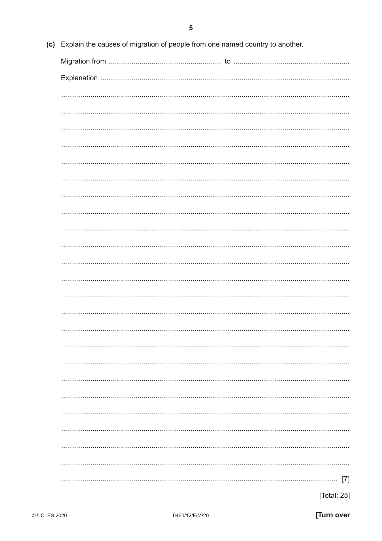 Cambridge IGCSE Geography 0460 2020 Feb/March Paper 1 · Variant 2 question paper, page 5 of 32