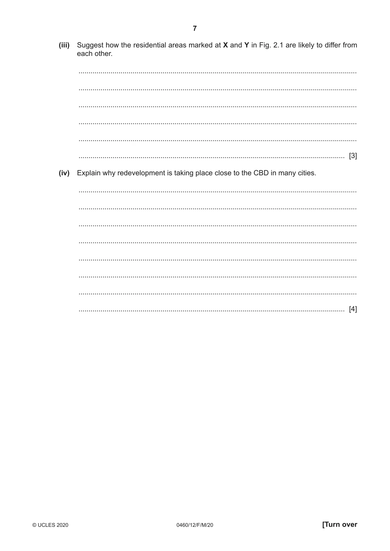 Cambridge IGCSE Geography 0460 2020 Feb/March Paper 1 · Variant 2 question paper, page 7 of 32