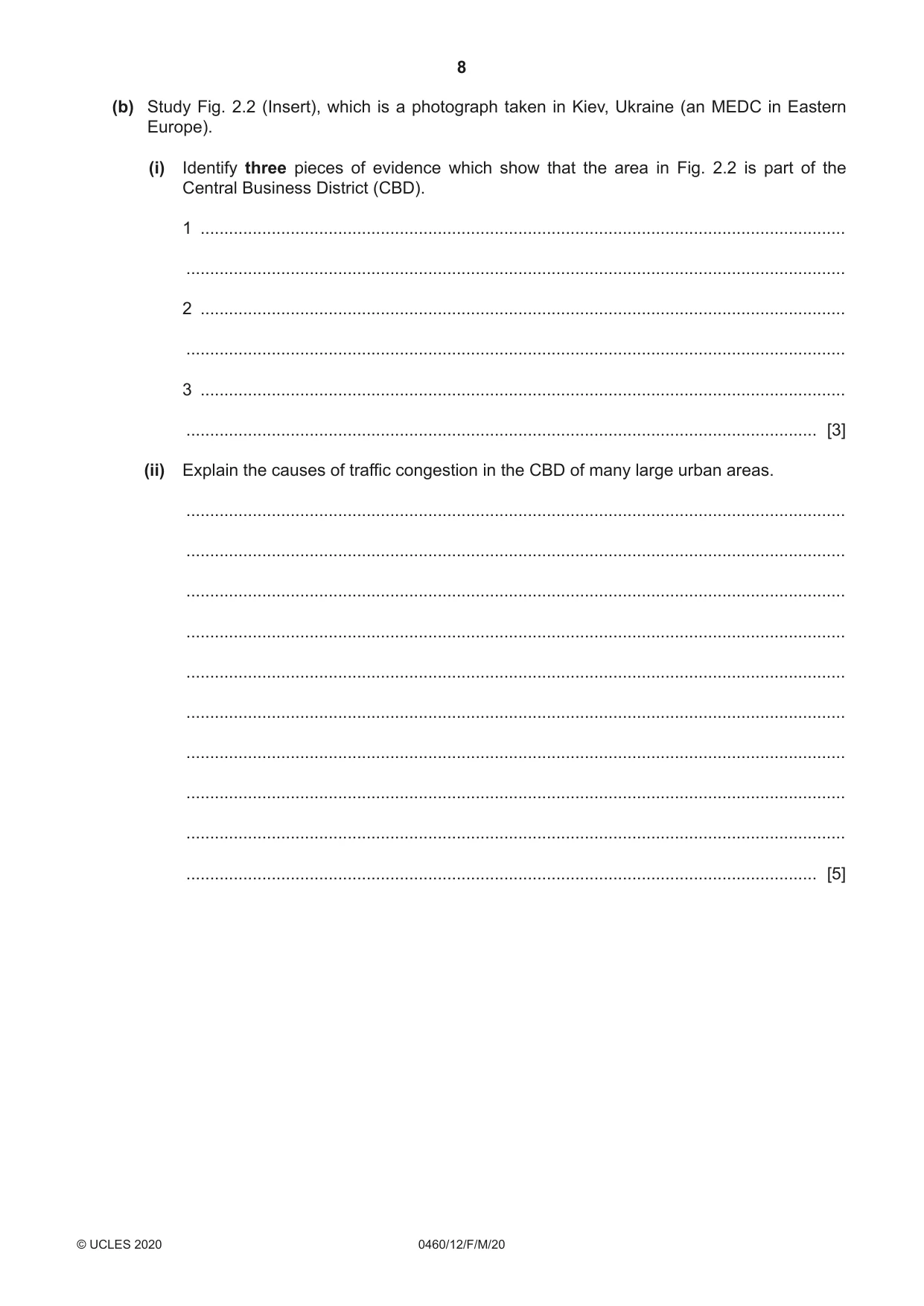 Cambridge IGCSE Geography 0460 2020 Feb/March Paper 1 · Variant 2 question paper, page 8 of 32