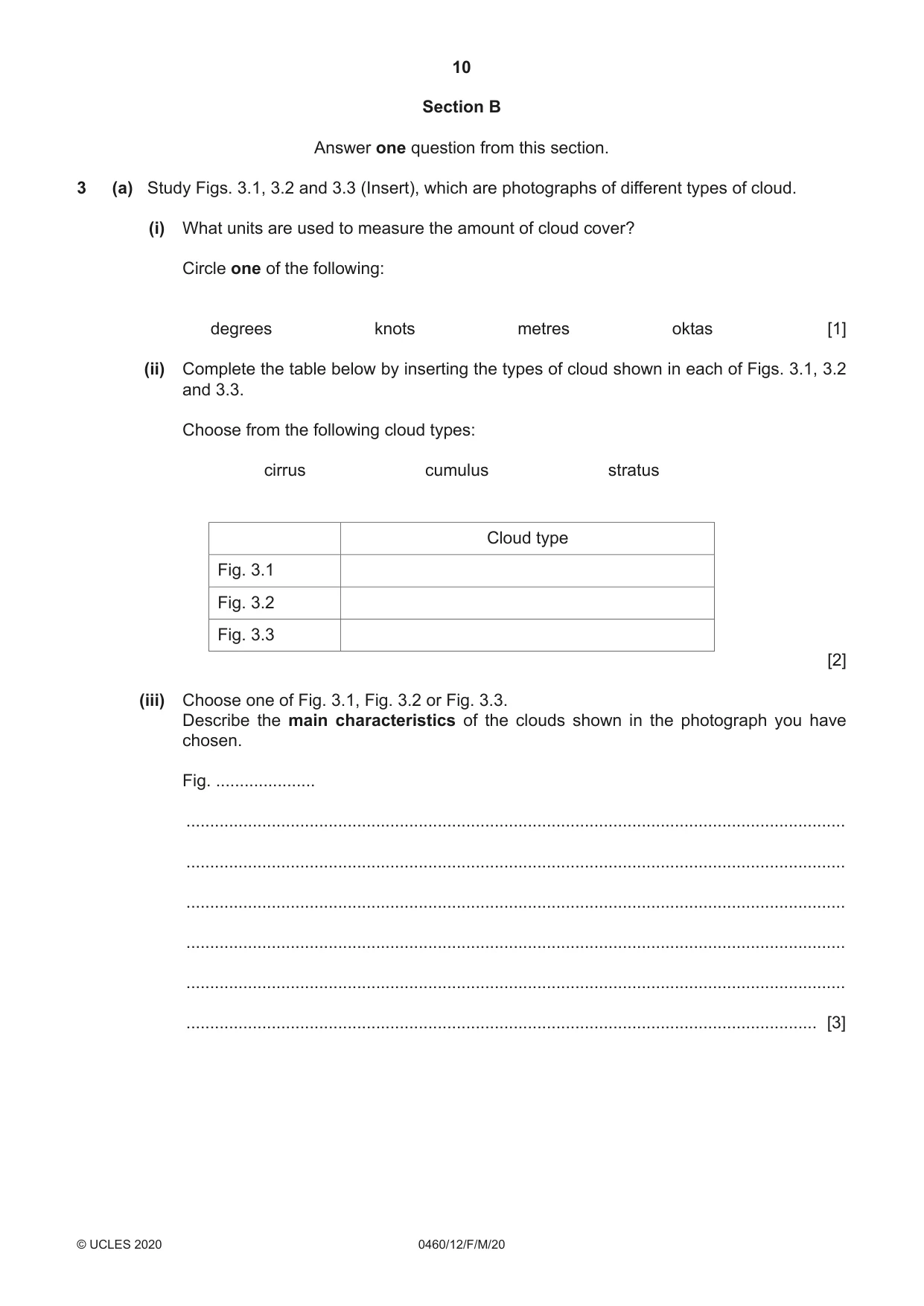 Cambridge IGCSE Geography 0460 2020 Feb/March Paper 1 · Variant 2 question paper, page 10 of 32