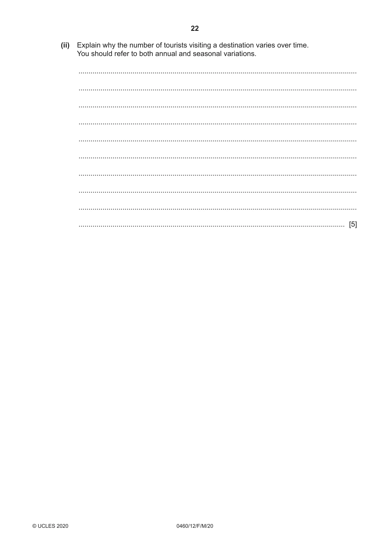 Cambridge IGCSE Geography 0460 2020 Feb/March Paper 1 · Variant 2 question paper, page 22 of 32