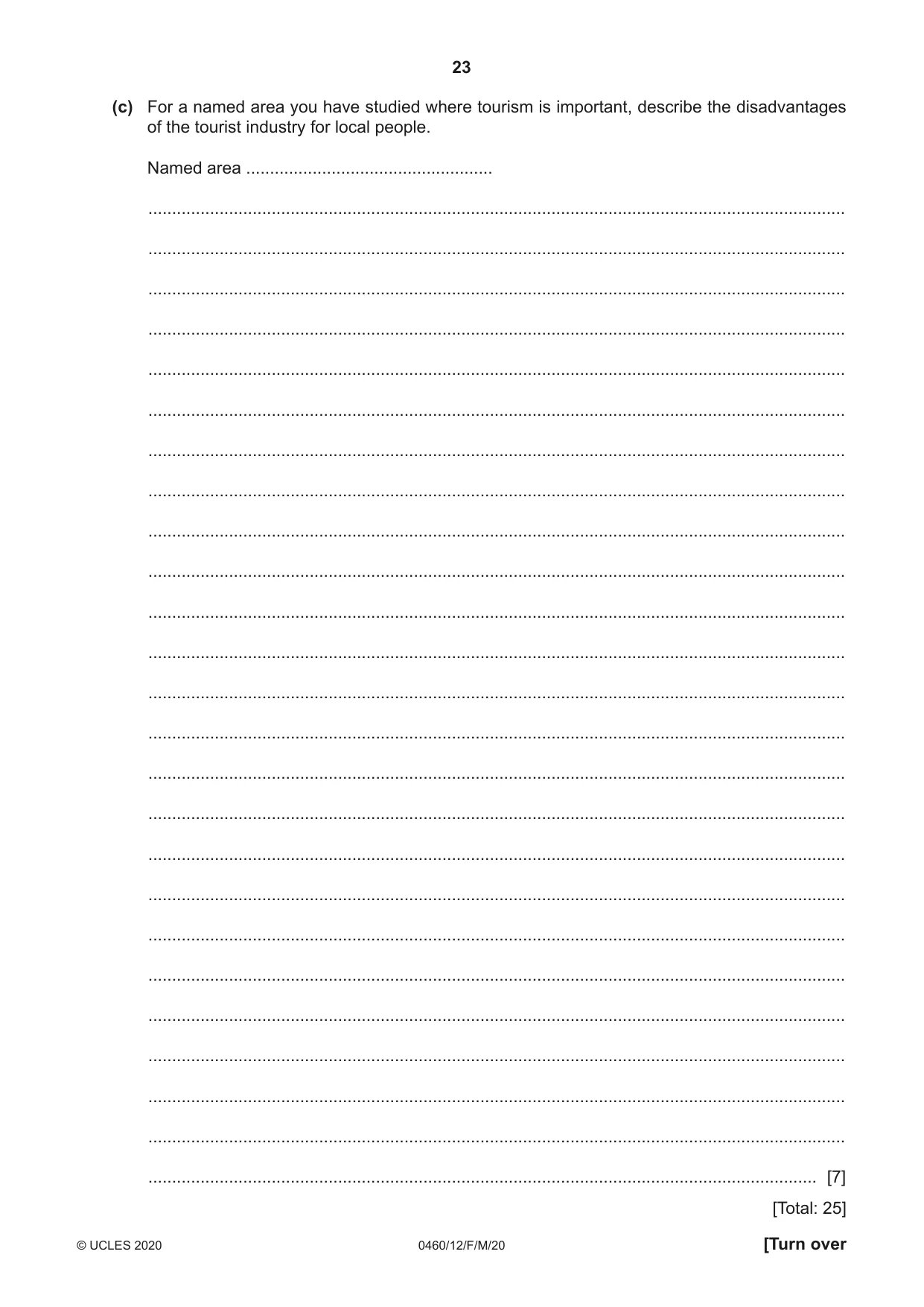 Cambridge IGCSE Geography 0460 2020 Feb/March Paper 1 · Variant 2 question paper, page 23 of 32