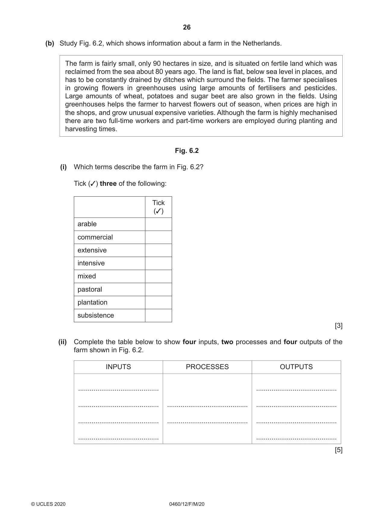 Cambridge IGCSE Geography 0460 2020 Feb/March Paper 1 · Variant 2 question paper, page 26 of 32