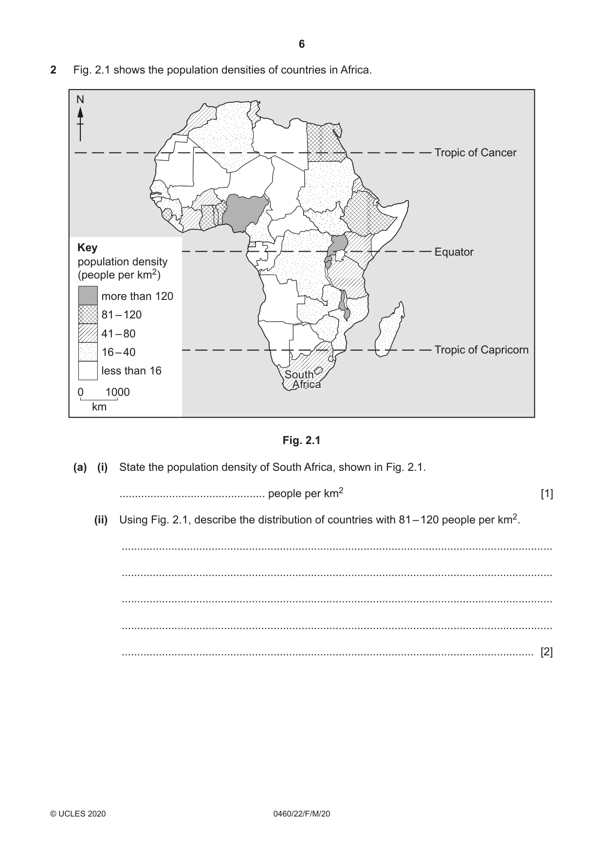 Cambridge IGCSE Geography 0460 2020 Feb/March Paper 2 · Variant 2 question paper, page 6 of 20