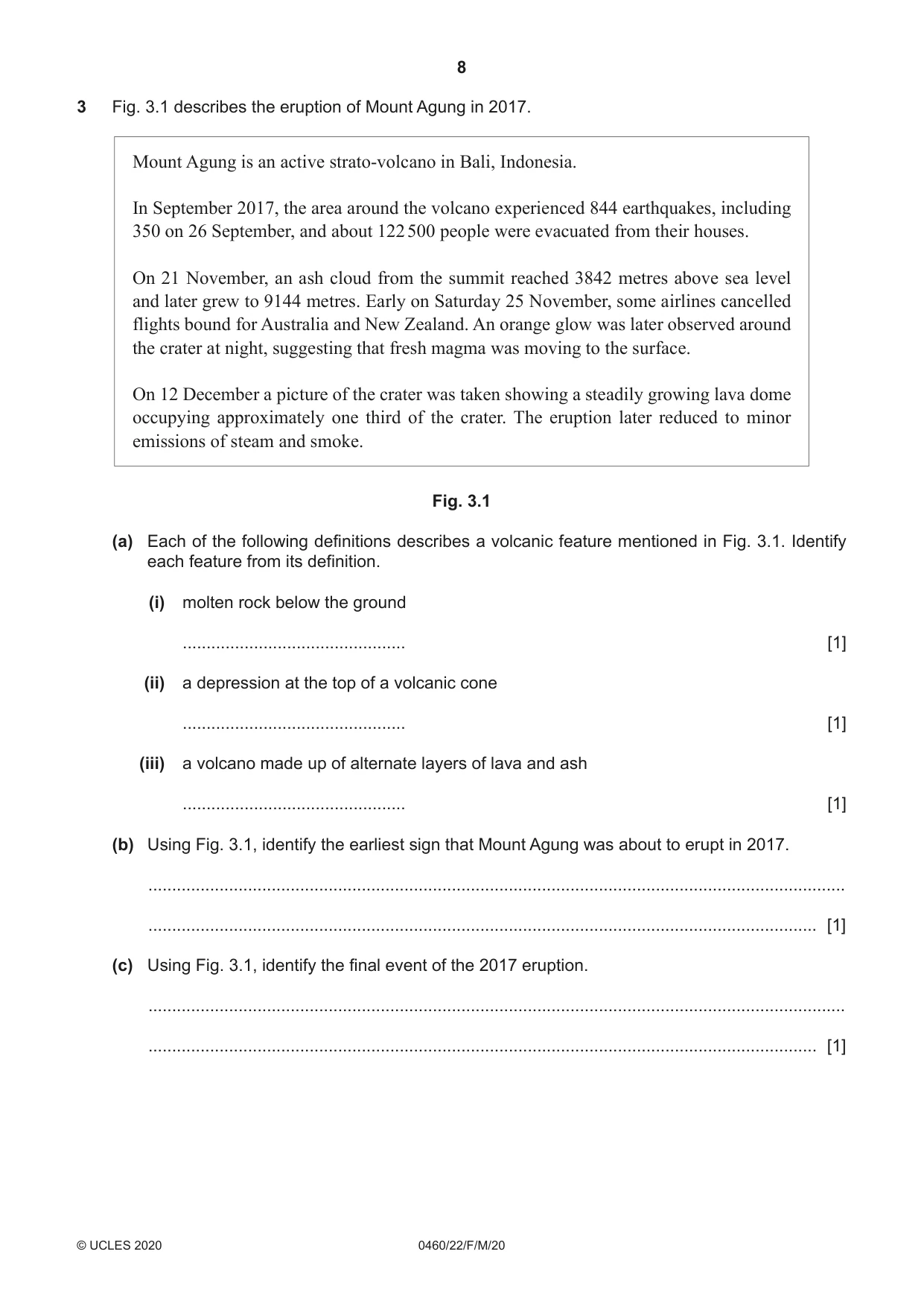 Cambridge IGCSE Geography 0460 2020 Feb/March Paper 2 · Variant 2 question paper, page 8 of 20