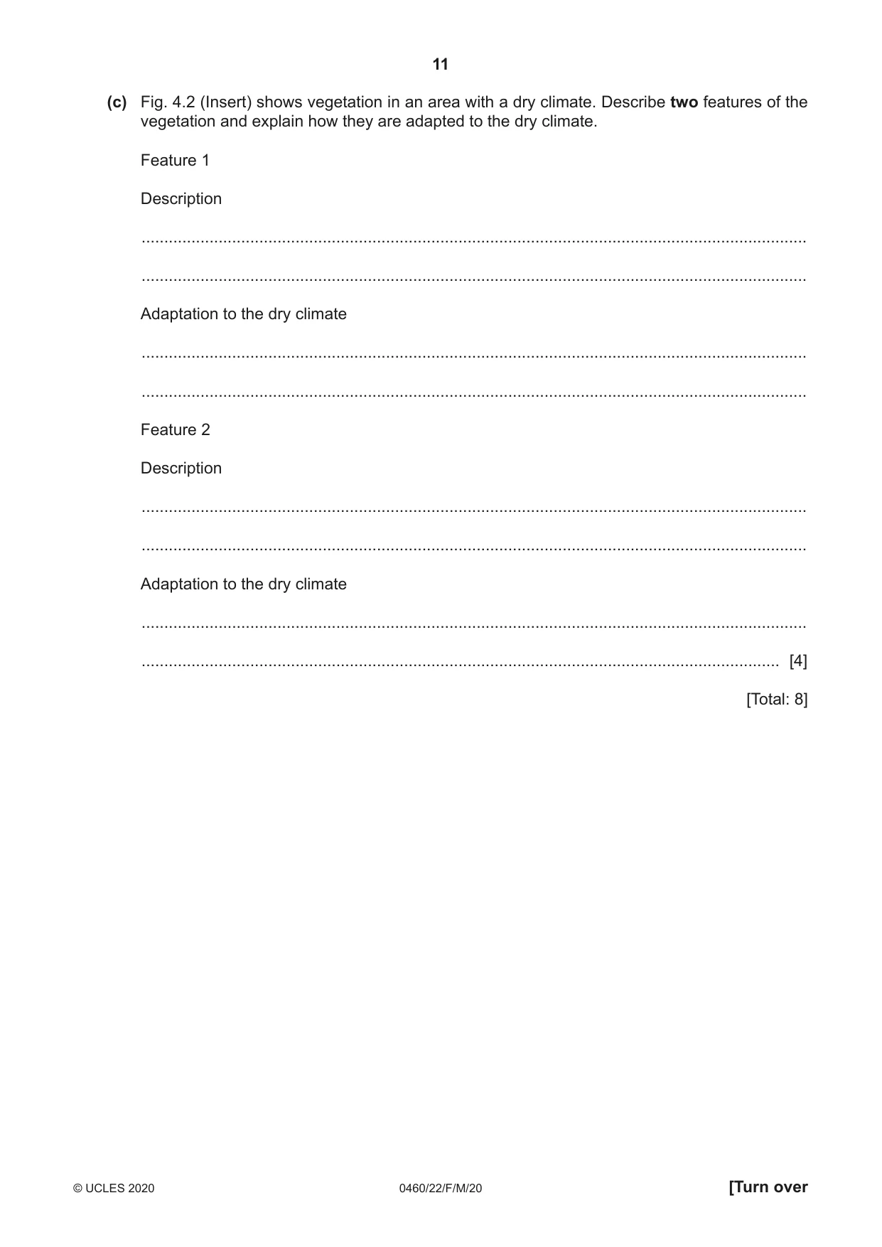 Cambridge IGCSE Geography 0460 2020 Feb/March Paper 2 · Variant 2 question paper, page 11 of 20