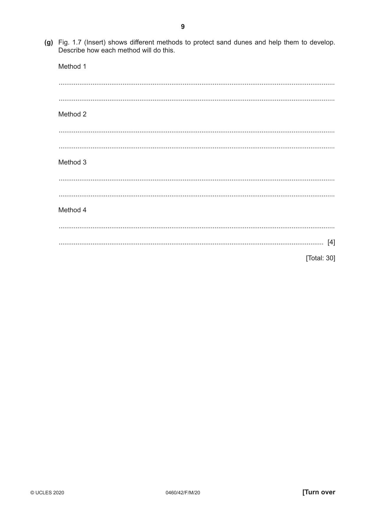 Cambridge IGCSE Geography 0460 2020 Feb/March Paper 4 · Variant 2 question paper, page 9 of 20