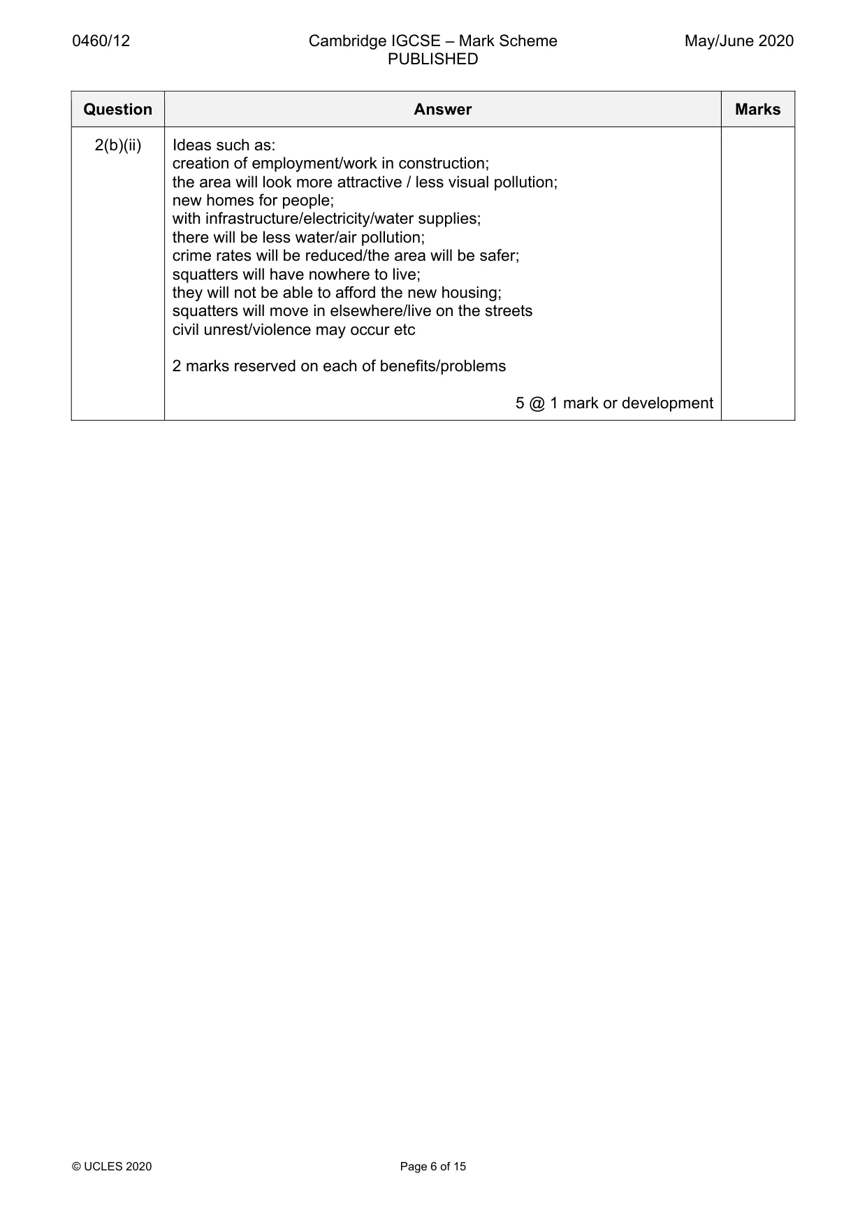 Mark scheme, page 6 of 15