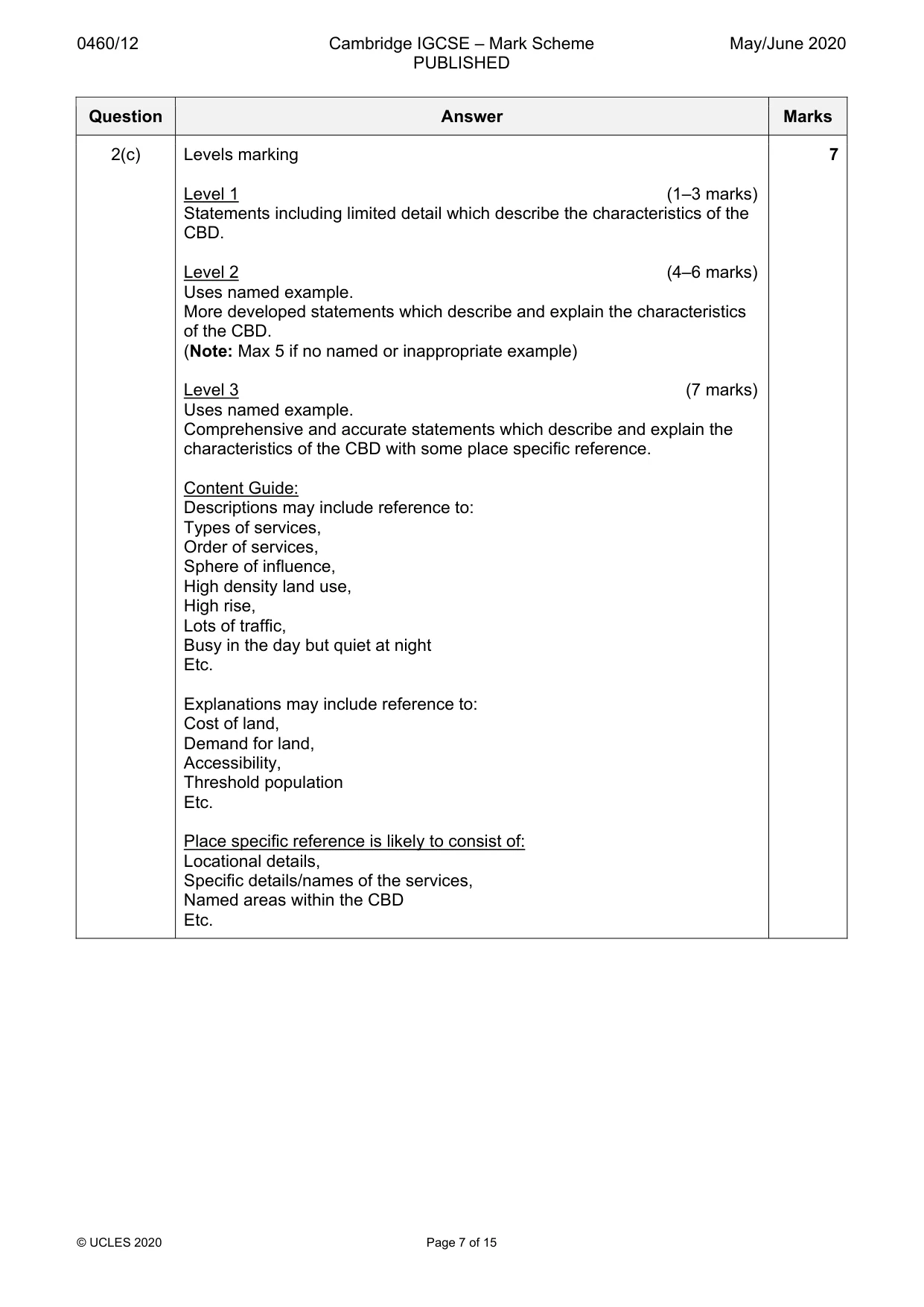 Mark scheme, page 7 of 15