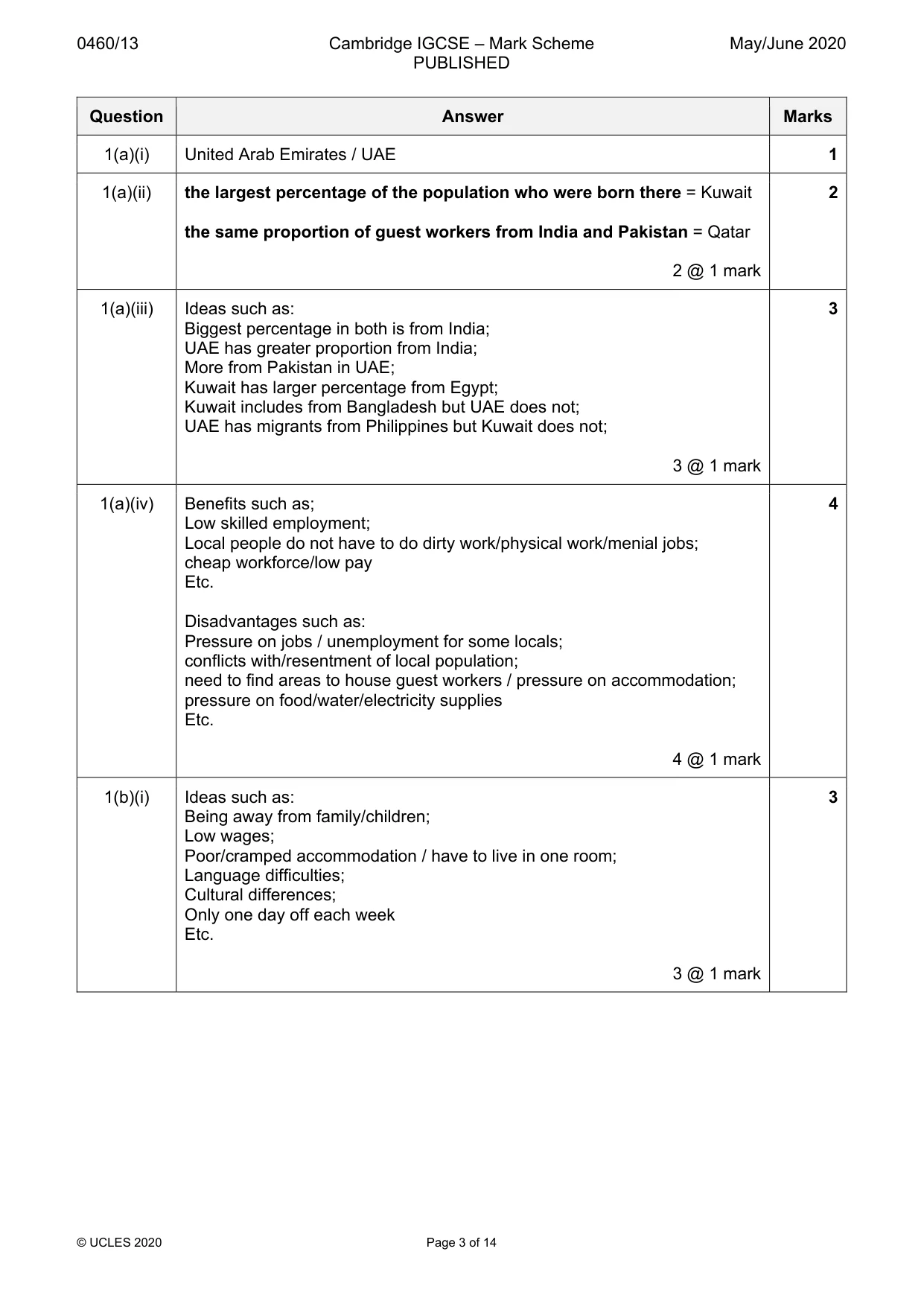 Mark scheme, page 3 of 14