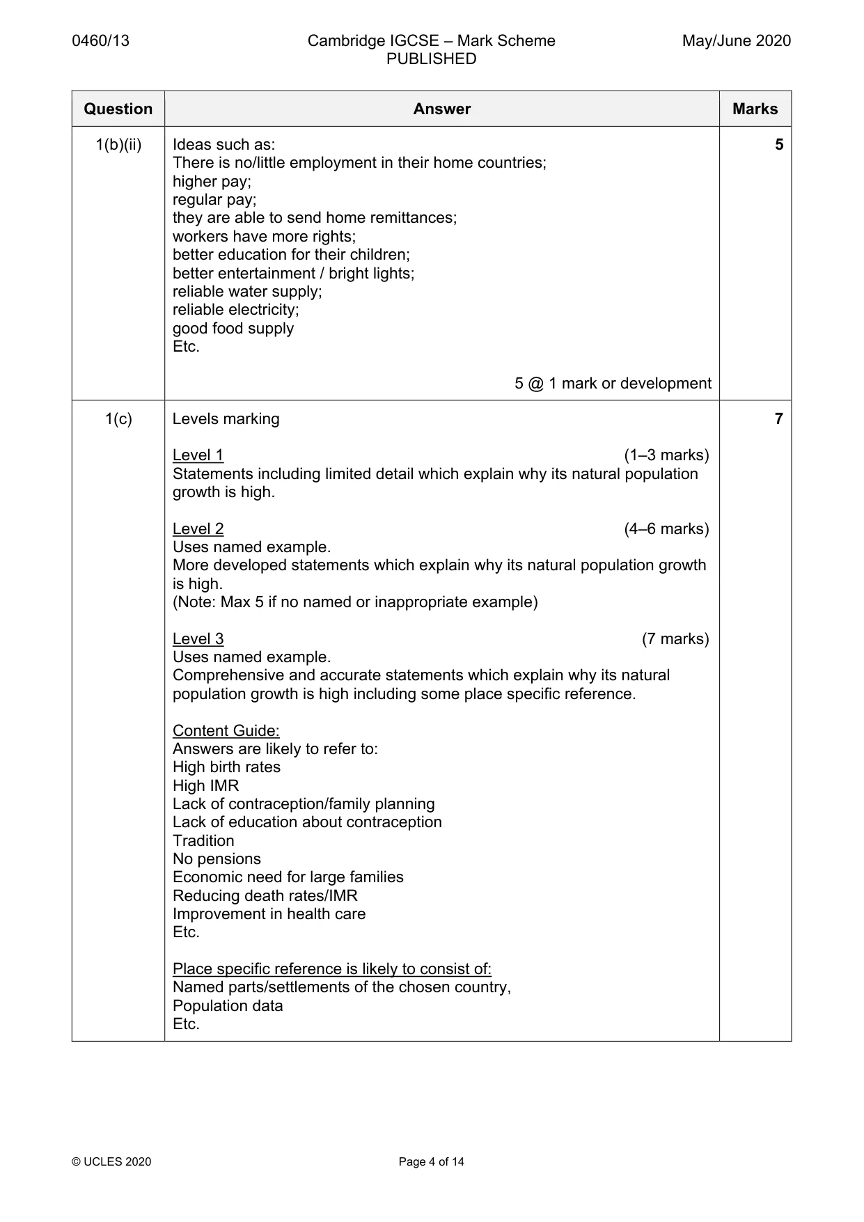 Mark scheme, page 4 of 14