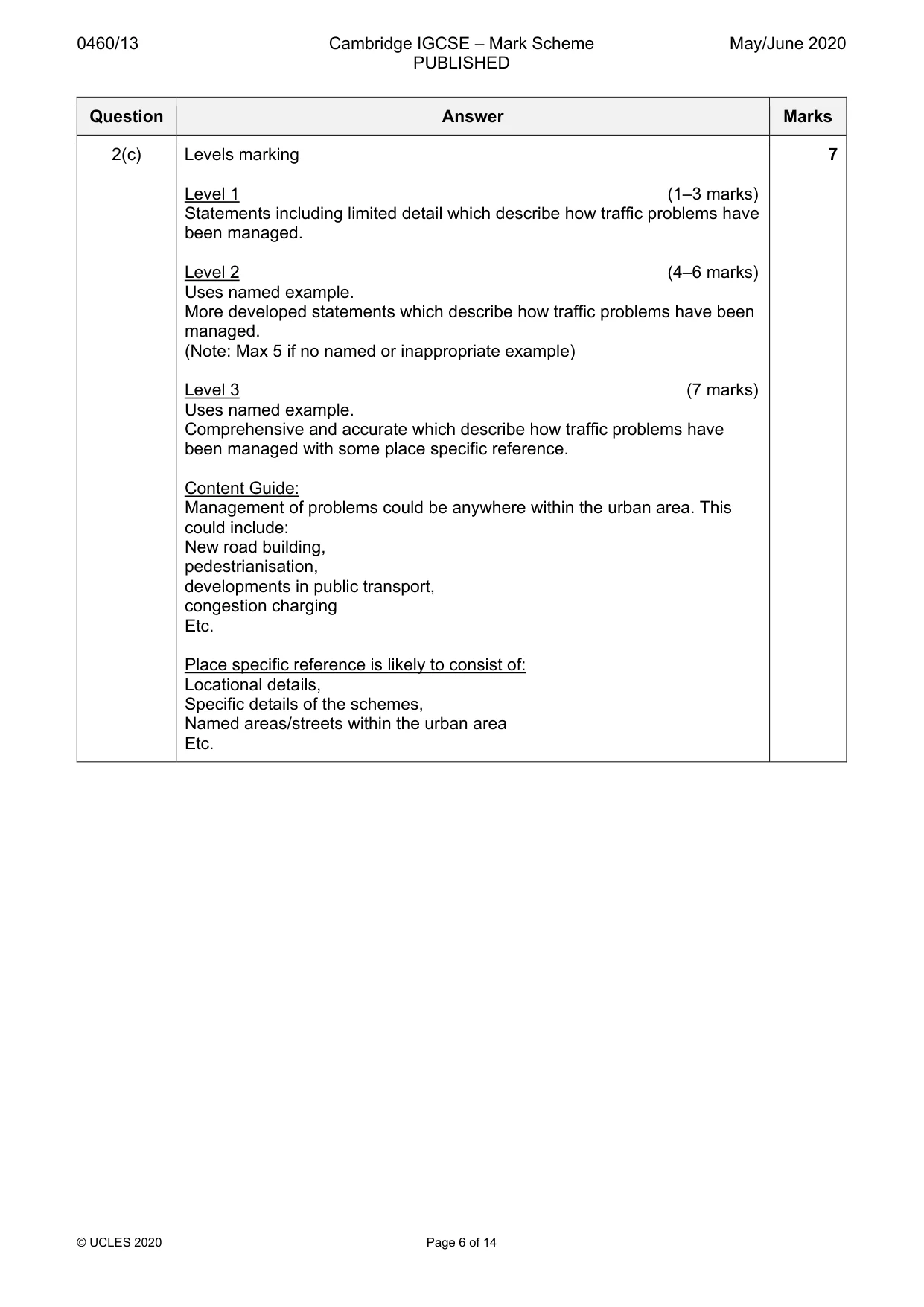 Mark scheme, page 6 of 14