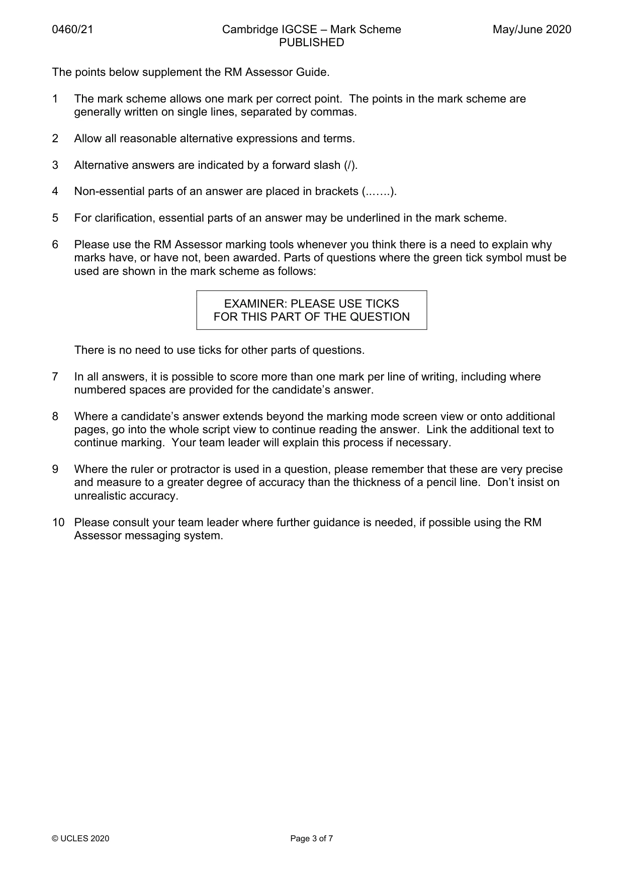 Mark scheme, page 3 of 7