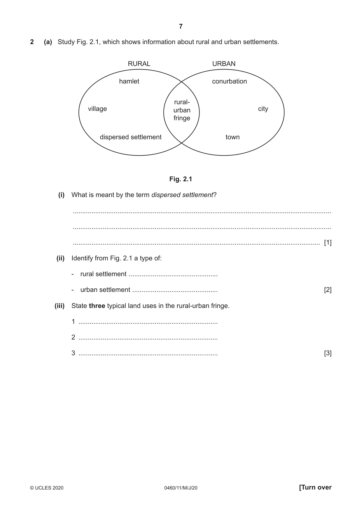 Cambridge IGCSE Geography 0460 2020 May/June Paper 1 · Variant 1 question paper, page 7 of 32