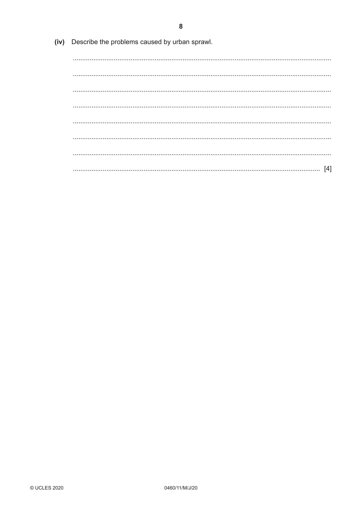Cambridge IGCSE Geography 0460 2020 May/June Paper 1 · Variant 1 question paper, page 8 of 32