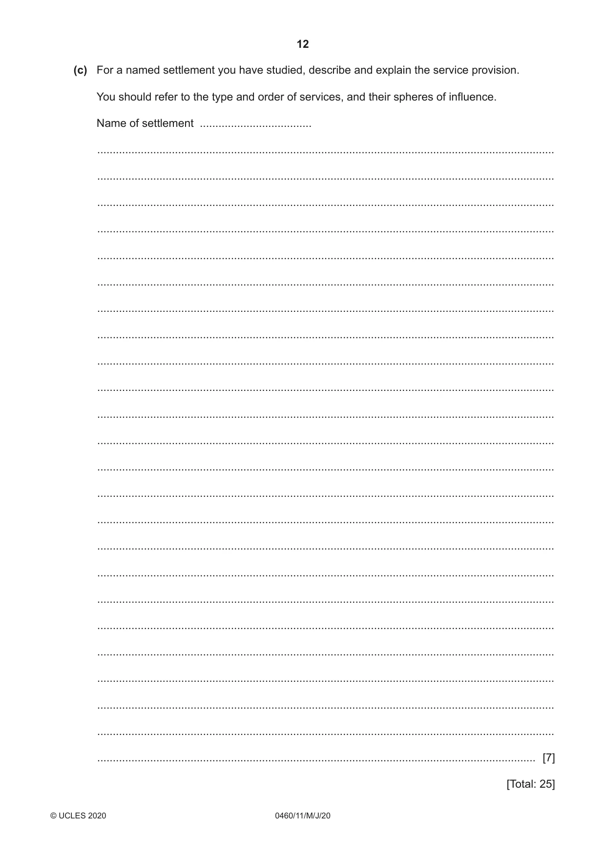Cambridge IGCSE Geography 0460 2020 May/June Paper 1 · Variant 1 question paper, page 12 of 32