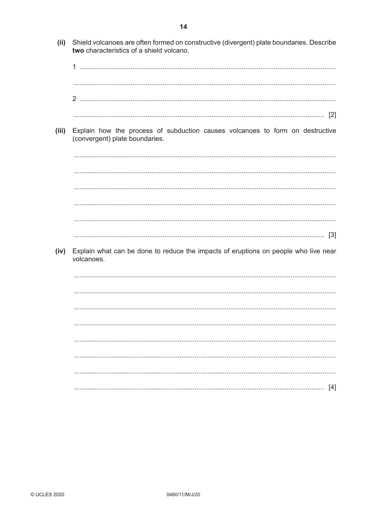 Cambridge IGCSE Geography 0460 2020 May/June Paper 1 · Variant 1 question paper, page 14 of 32