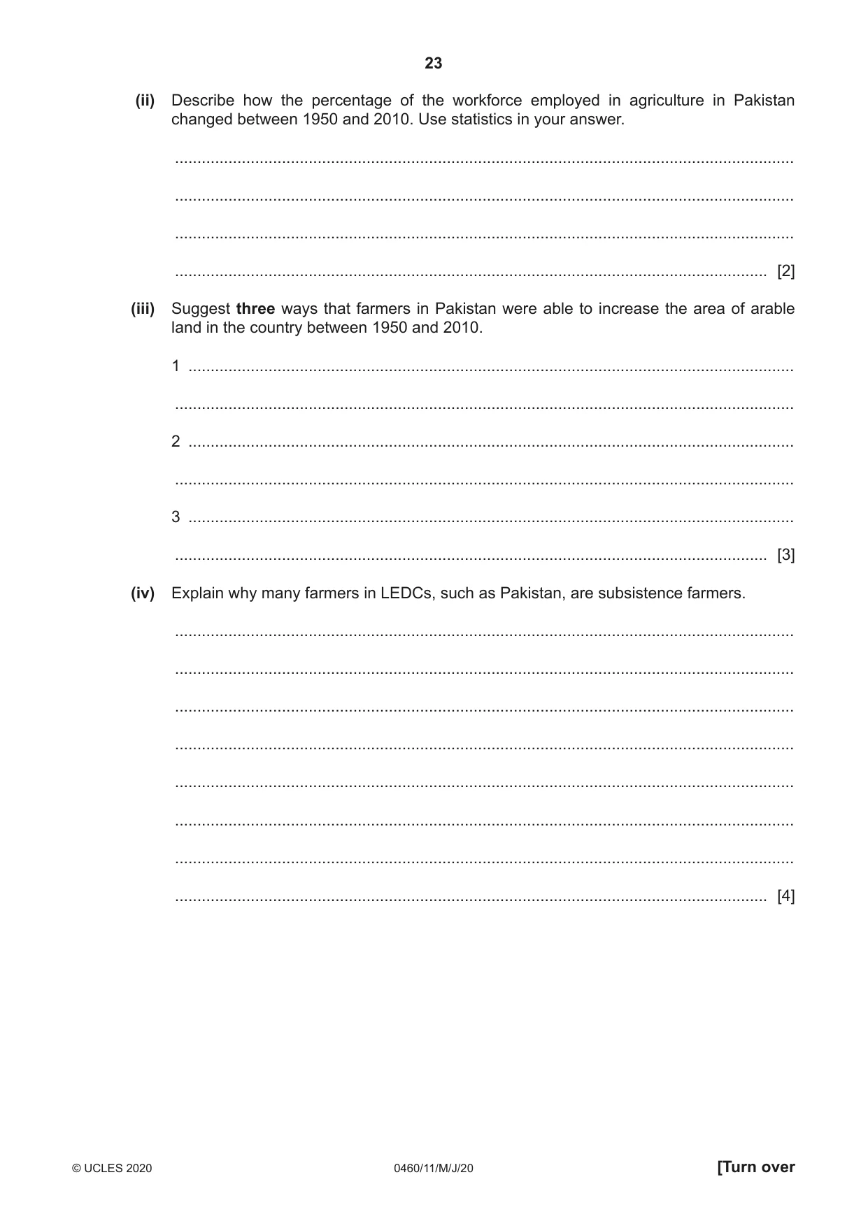 Cambridge IGCSE Geography 0460 2020 May/June Paper 1 · Variant 1 question paper, page 23 of 32