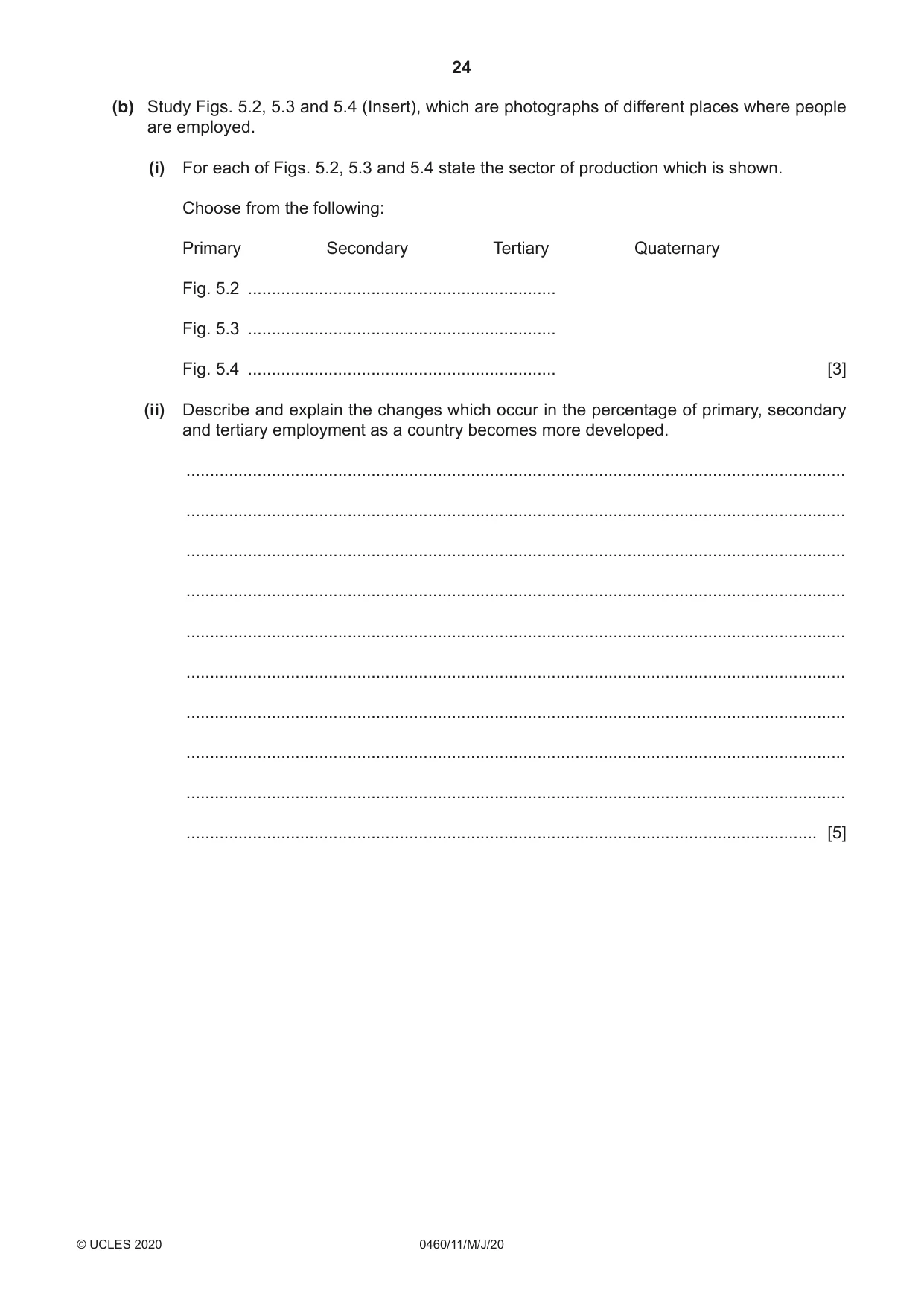 Cambridge IGCSE Geography 0460 2020 May/June Paper 1 · Variant 1 question paper, page 24 of 32