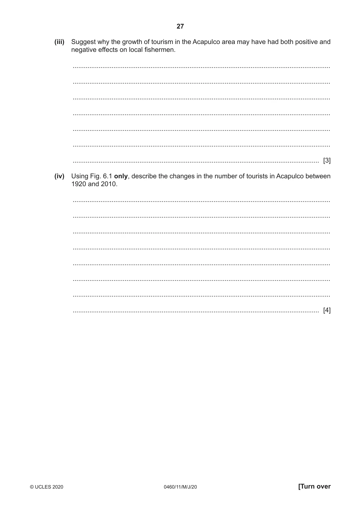 Cambridge IGCSE Geography 0460 2020 May/June Paper 1 · Variant 1 question paper, page 27 of 32