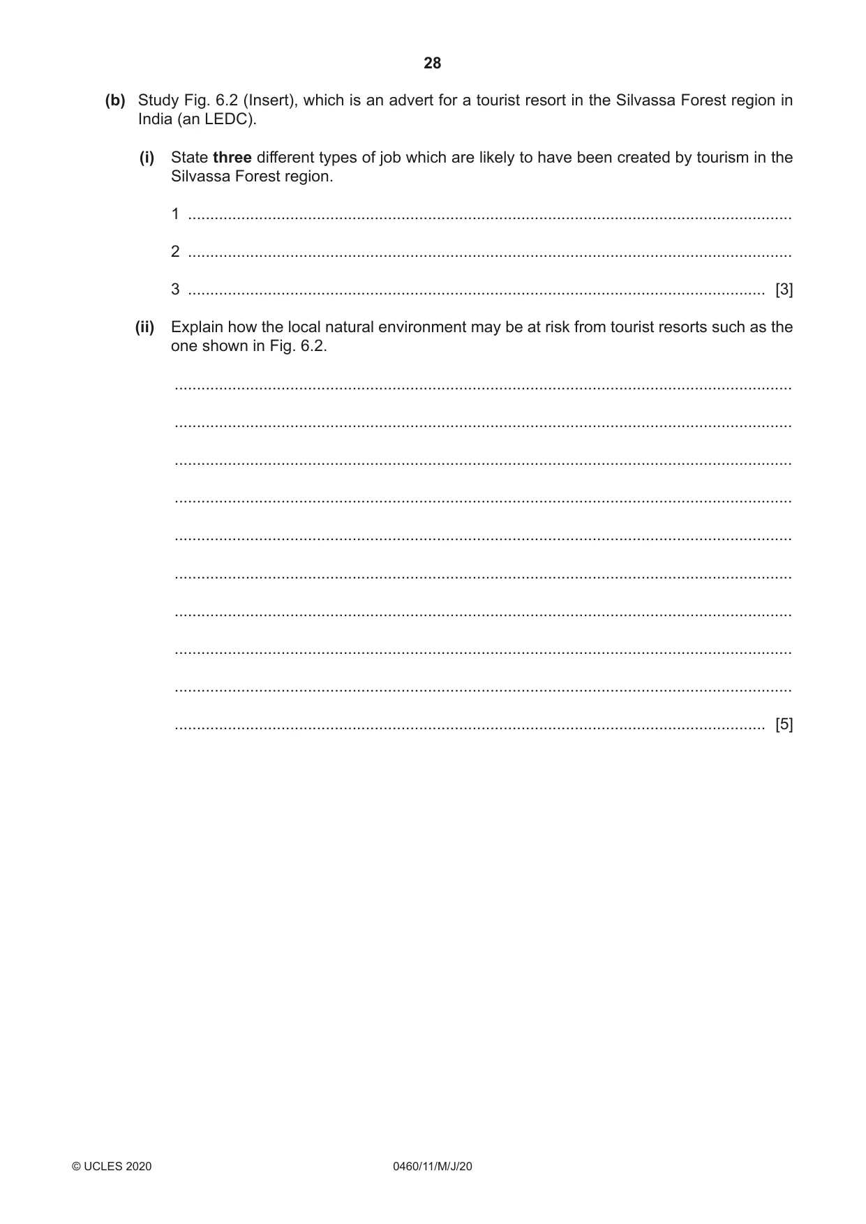 Cambridge IGCSE Geography 0460 2020 May/June Paper 1 · Variant 1 question paper, page 28 of 32