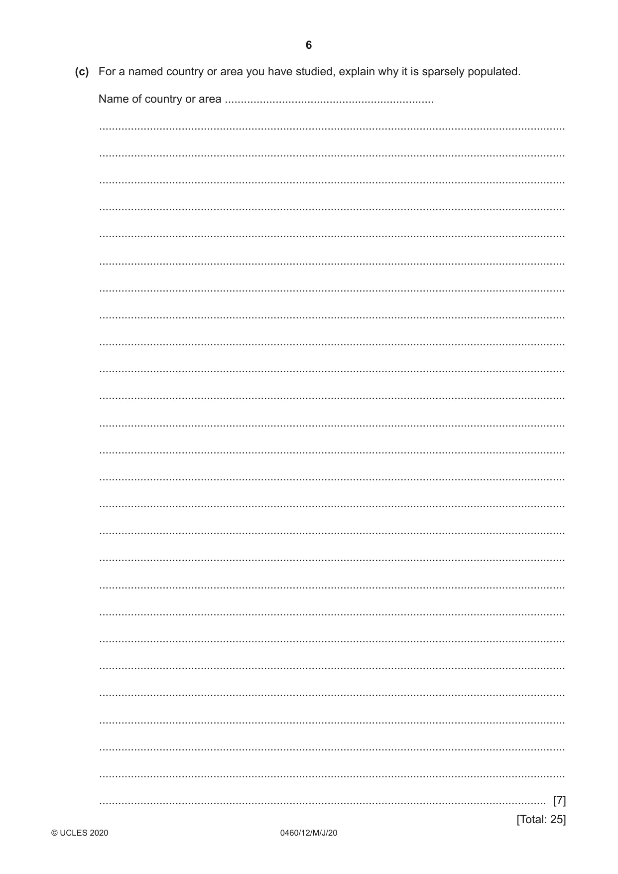 Cambridge IGCSE Geography 0460 2020 May/June Paper 1 · Variant 2 question paper, page 6 of 28