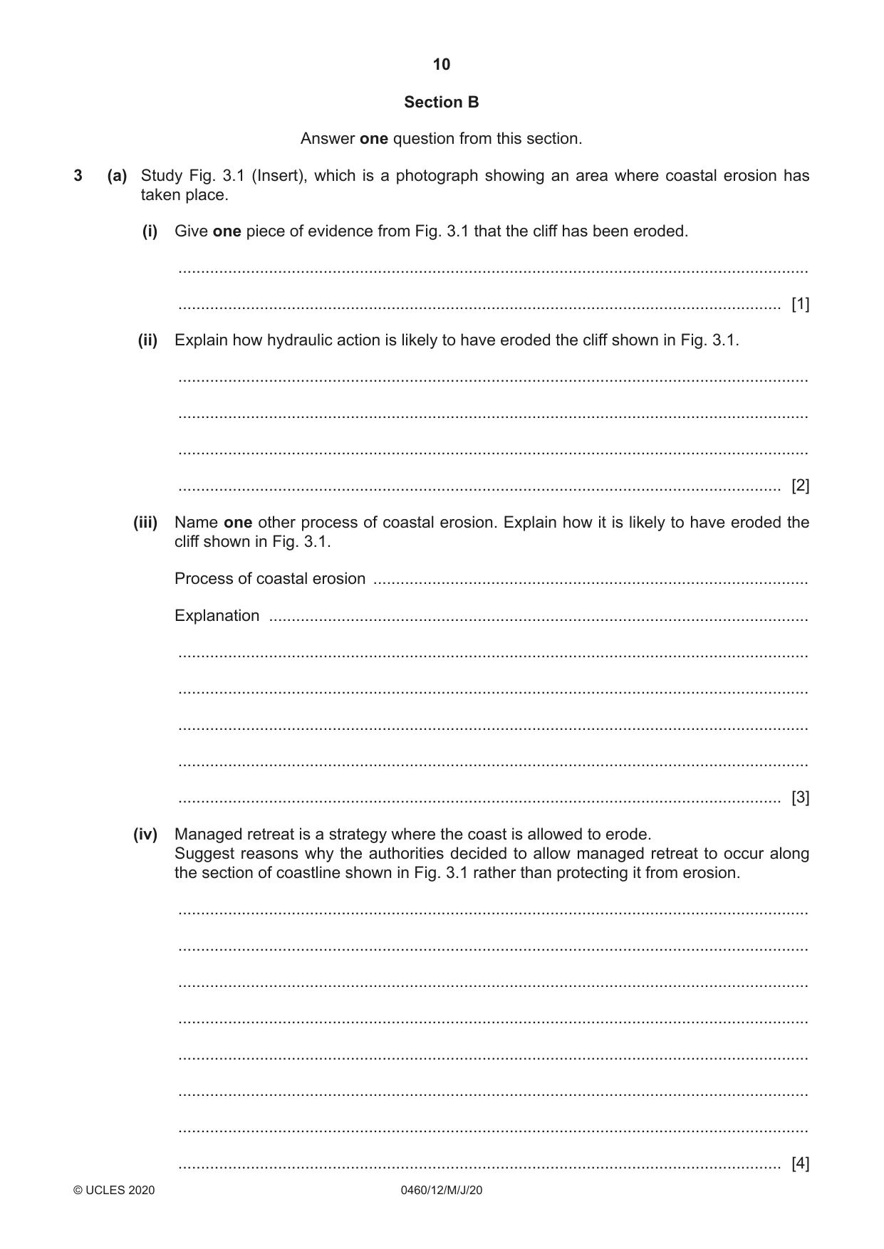 Cambridge IGCSE Geography 0460 2020 May/June Paper 1 · Variant 2 question paper, page 10 of 28