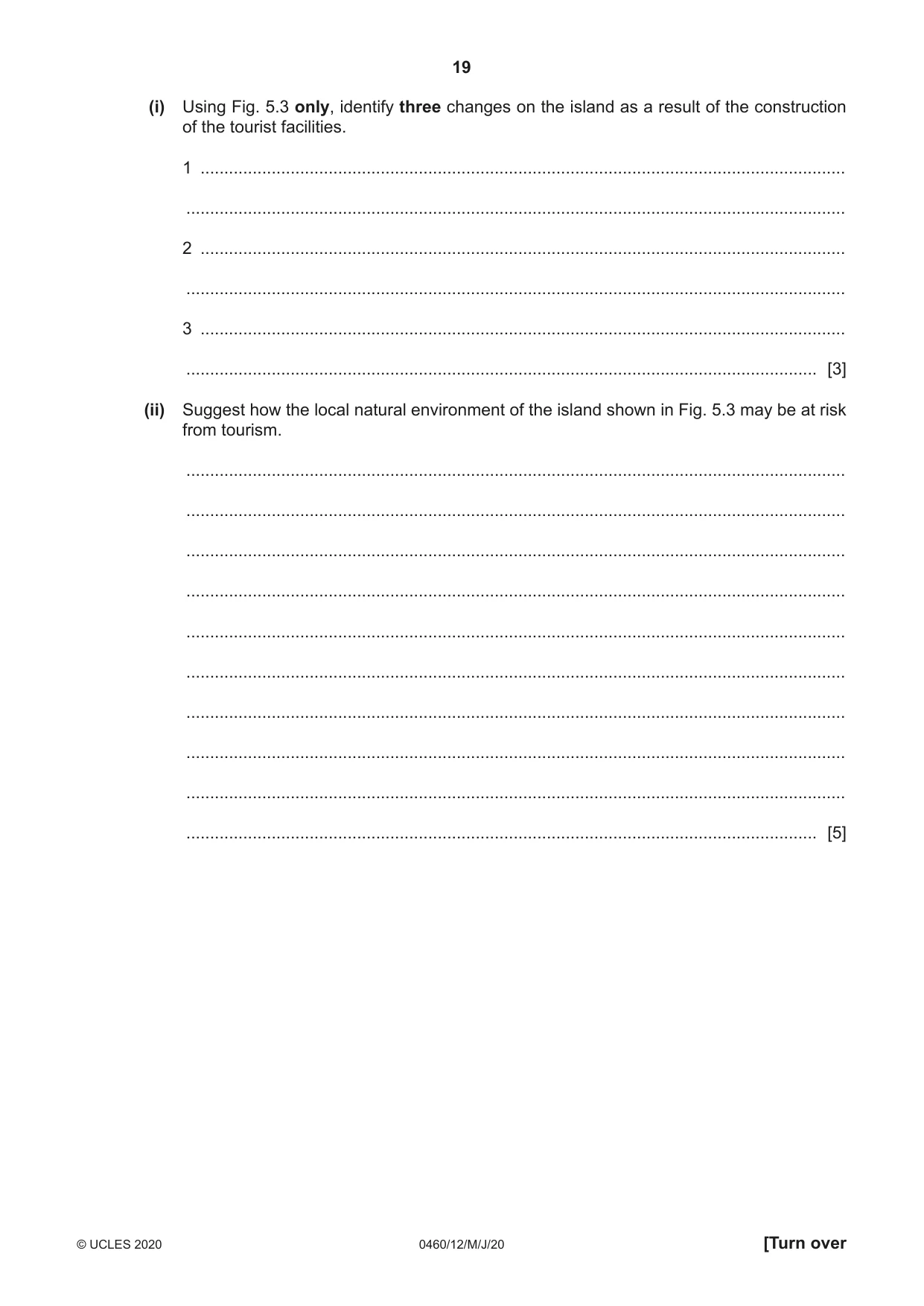 Cambridge IGCSE Geography 0460 2020 May/June Paper 1 · Variant 2 question paper, page 19 of 28