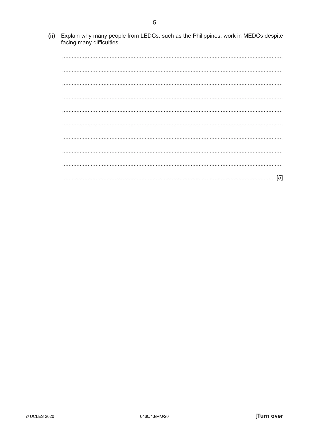 Cambridge IGCSE Geography 0460 2020 May/June Paper 1 · Variant 3 question paper, page 5 of 32