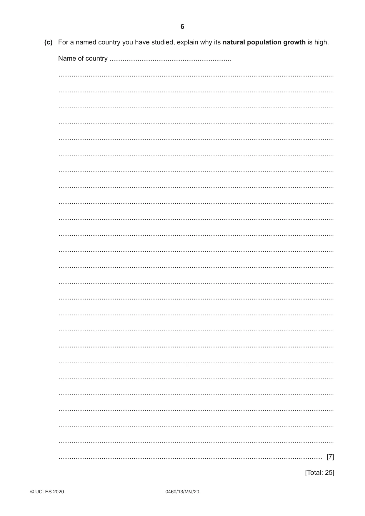 Cambridge IGCSE Geography 0460 2020 May/June Paper 1 · Variant 3 question paper, page 6 of 32