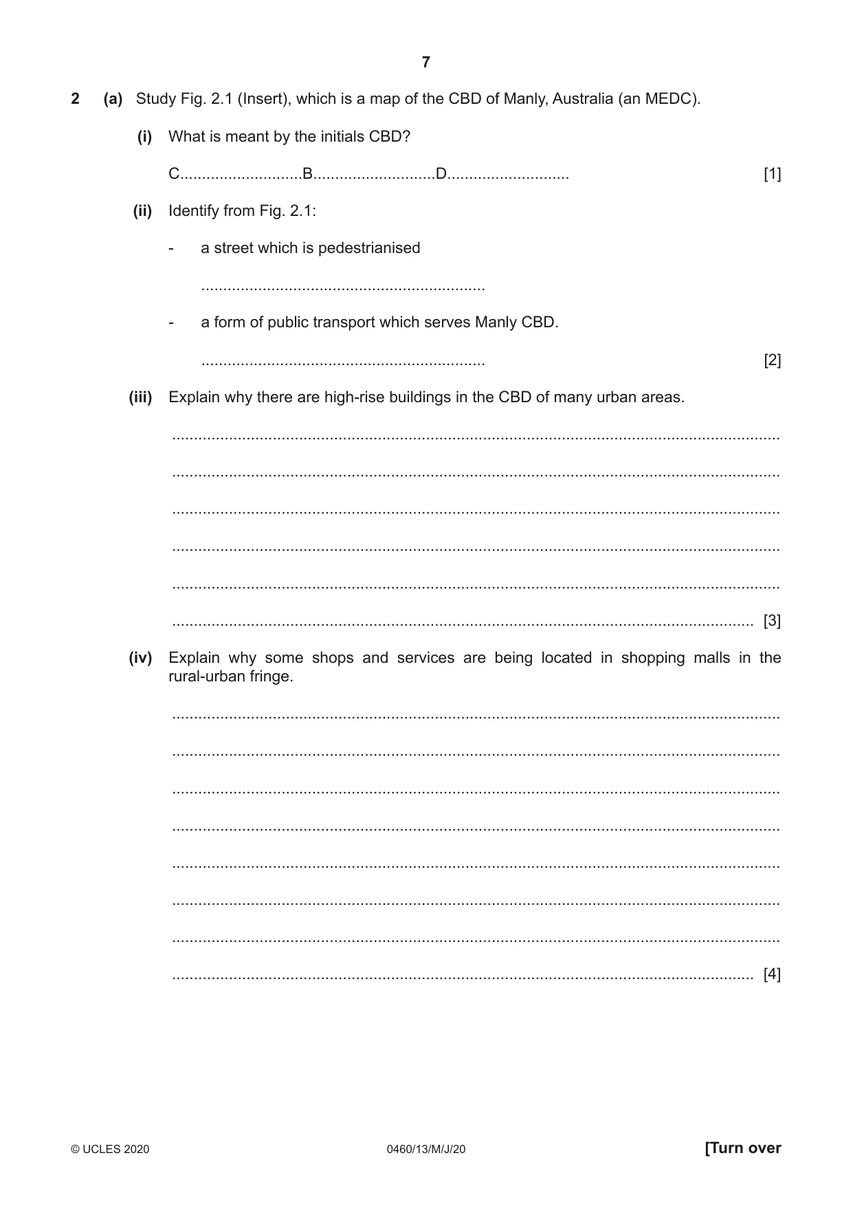 Cambridge IGCSE Geography 0460 2020 May/June Paper 1 · Variant 3 question paper, page 7 of 32