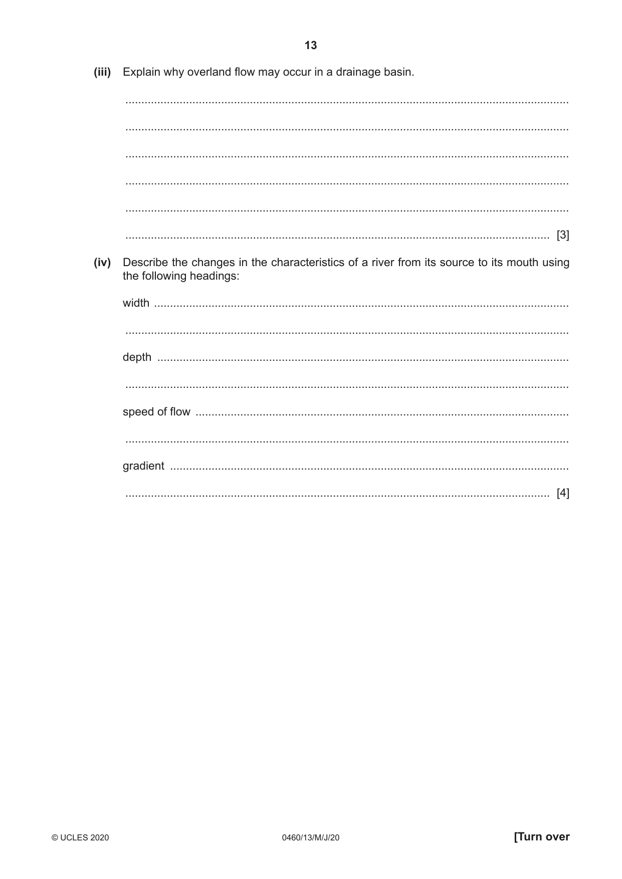 Cambridge IGCSE Geography 0460 2020 May/June Paper 1 · Variant 3 question paper, page 13 of 32